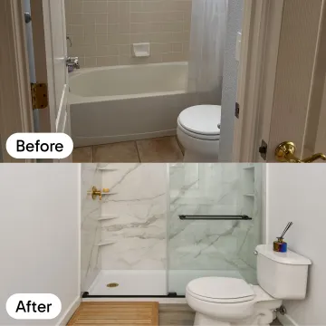 Bathroom remodel planning consultation with homeowner and designer