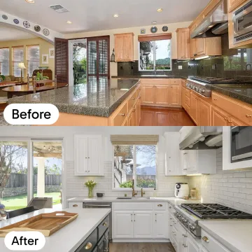 Professional kitchen designer consulting with homeowner over kitchen layout plans and material samples