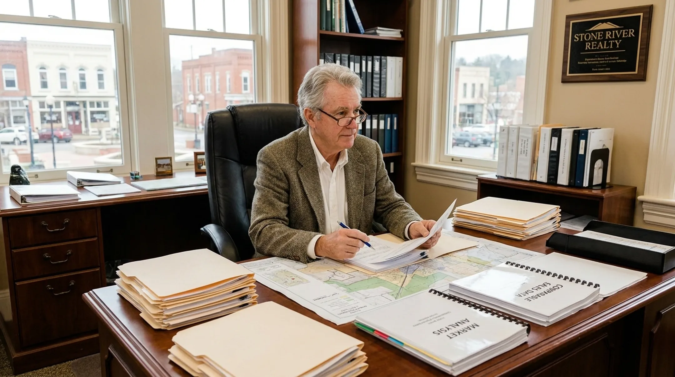 Stone River Realty broker reviewing local property market information