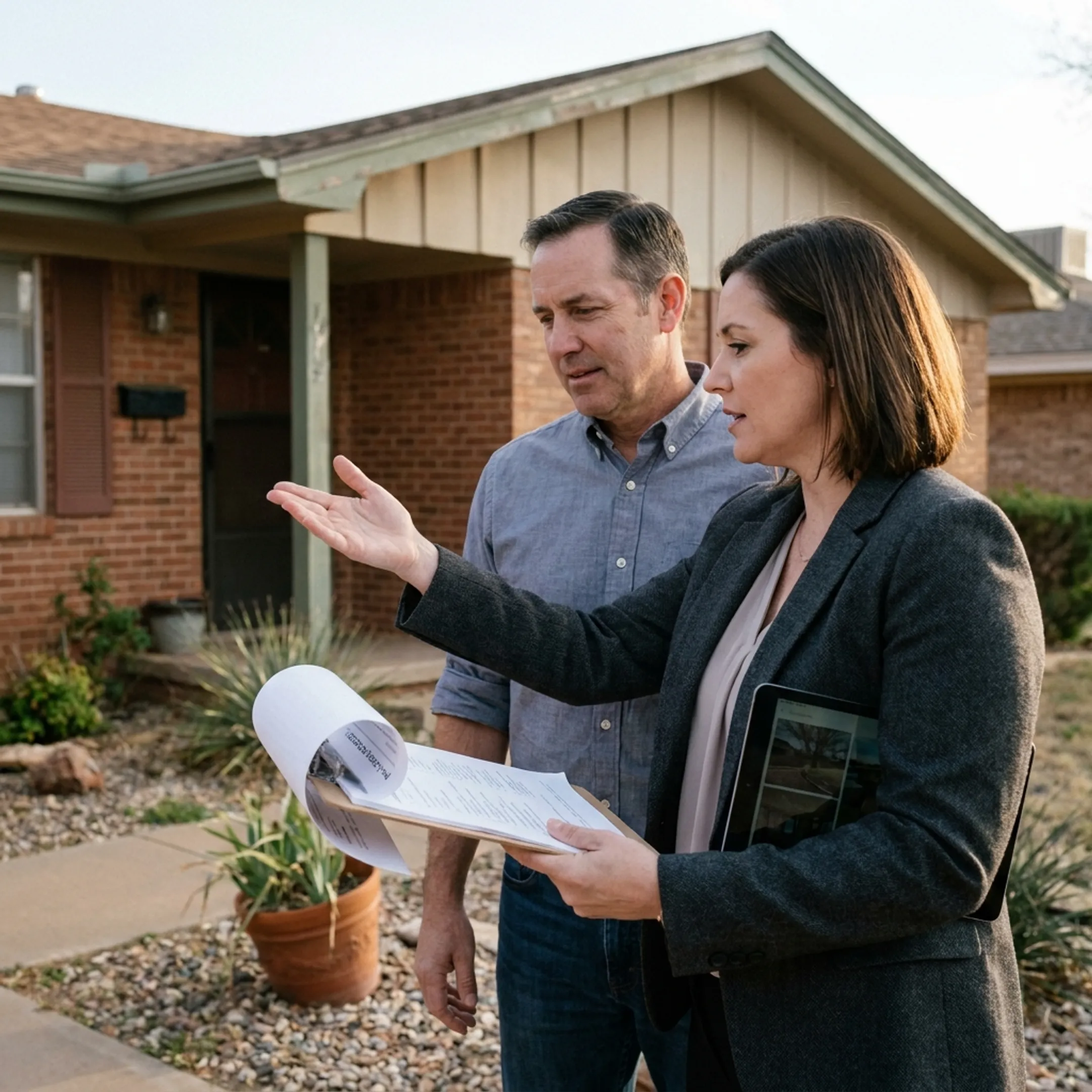 Homeowner discussing remodeling priorities with a real estate professional