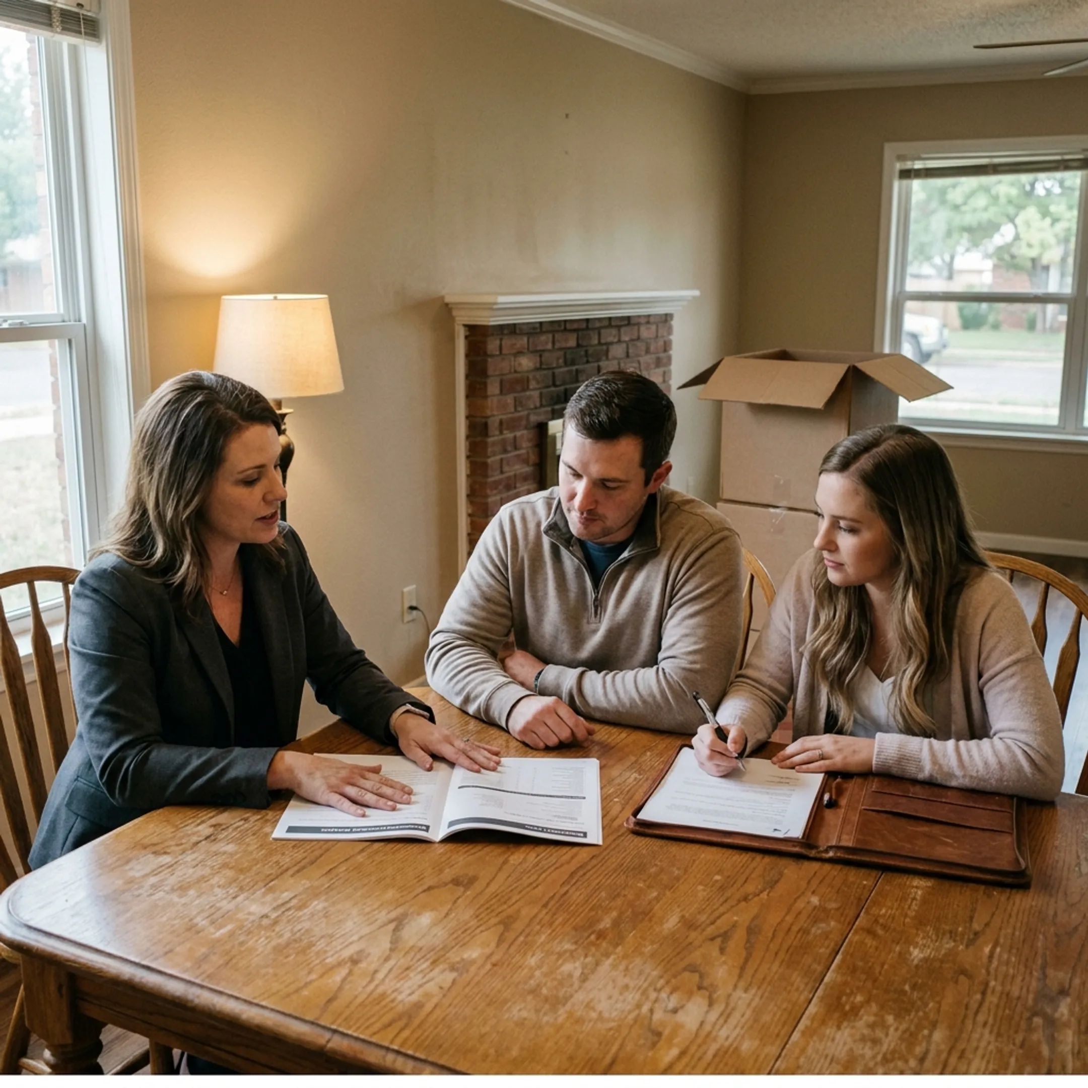 Real estate advisor consulting with probate property representatives