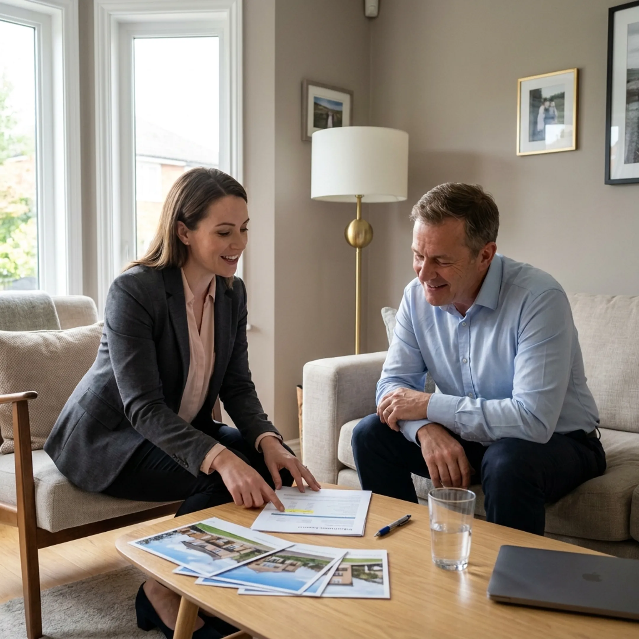 Real estate advisor discussing home value and market pricing with a homeowner