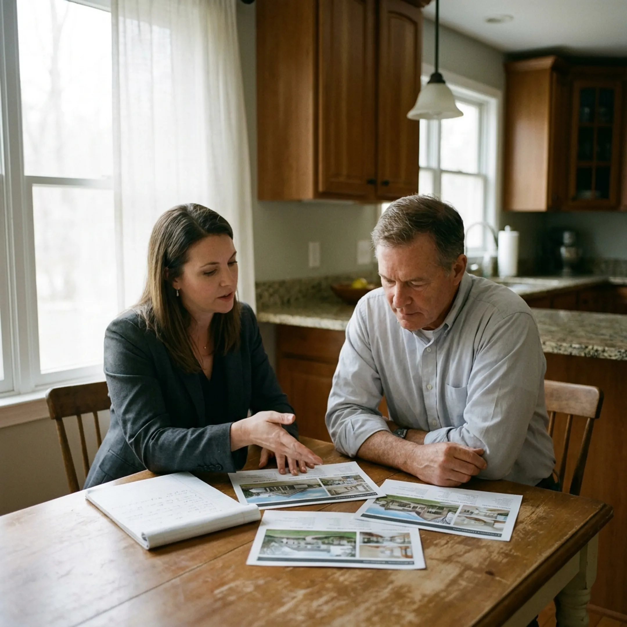 Agent discussing an as-is home sale strategy with a seller