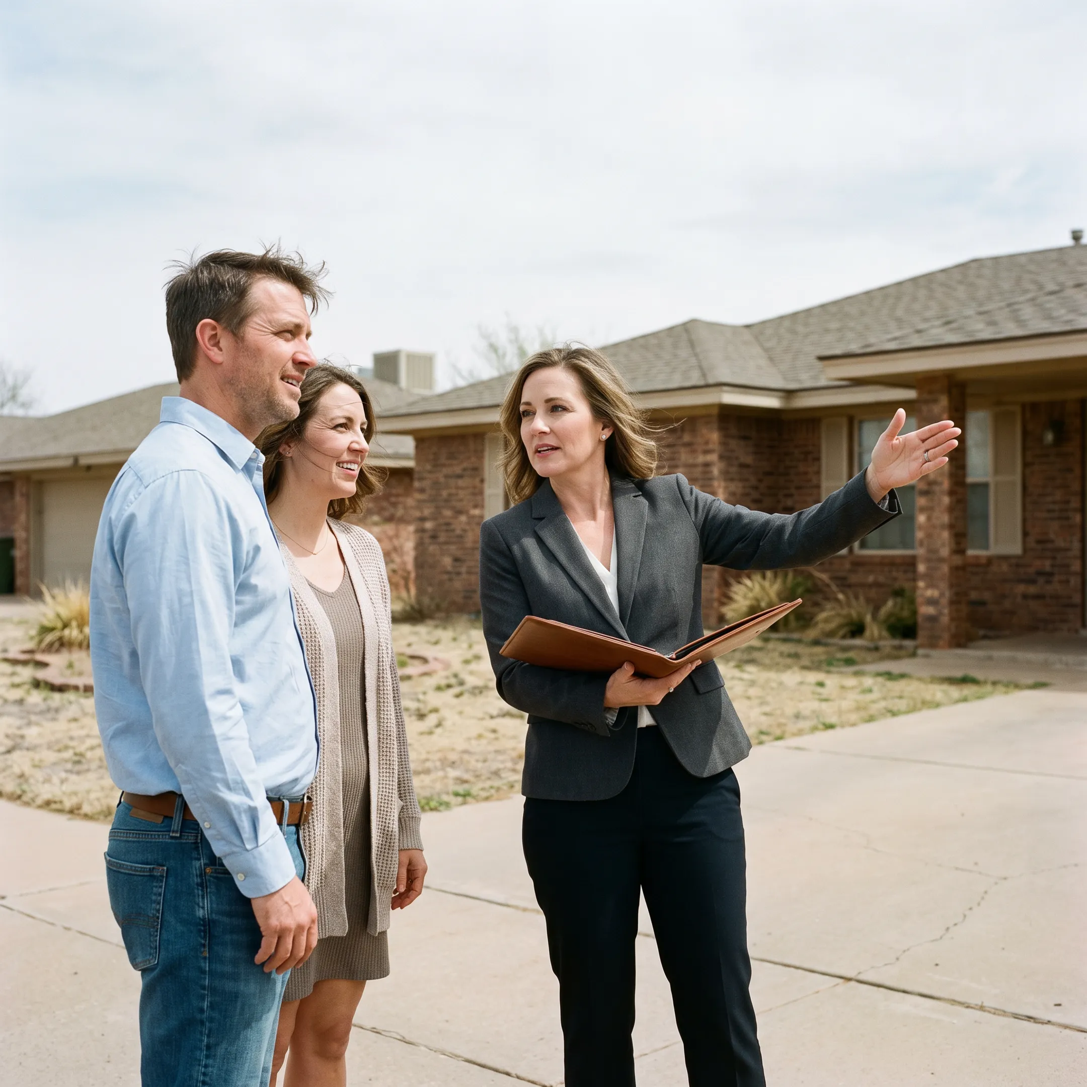 Homebuyers reviewing property details with a real estate professional