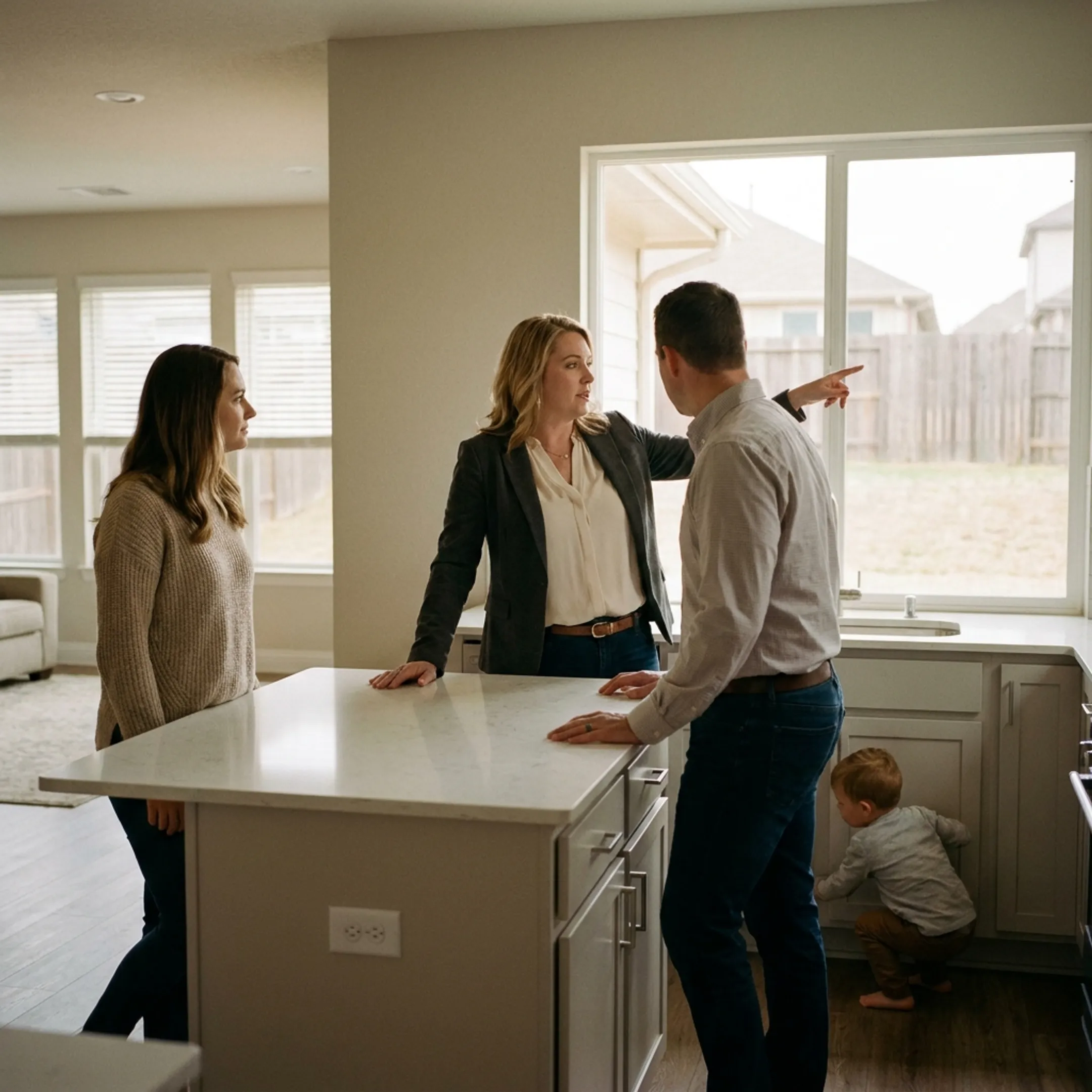 Relocating family viewing a home