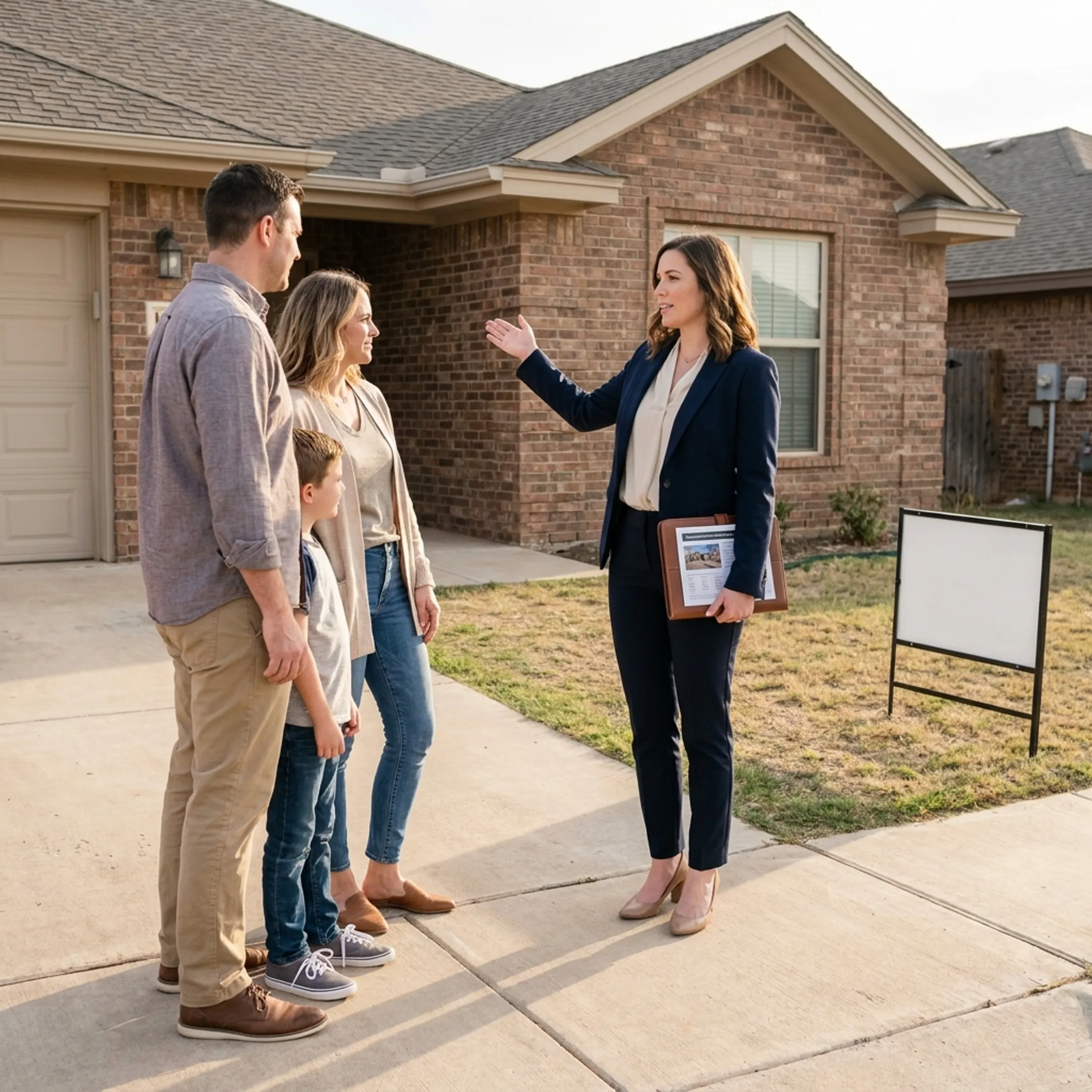Relocating family viewing a home