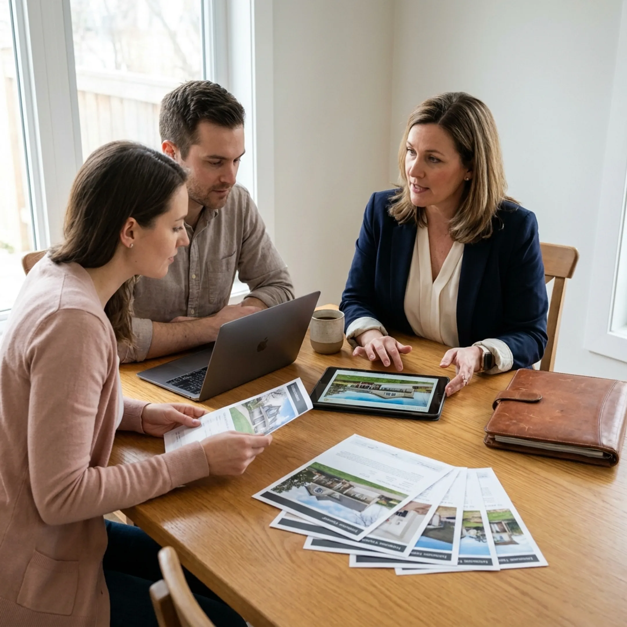 Residential home buyers viewing property listings