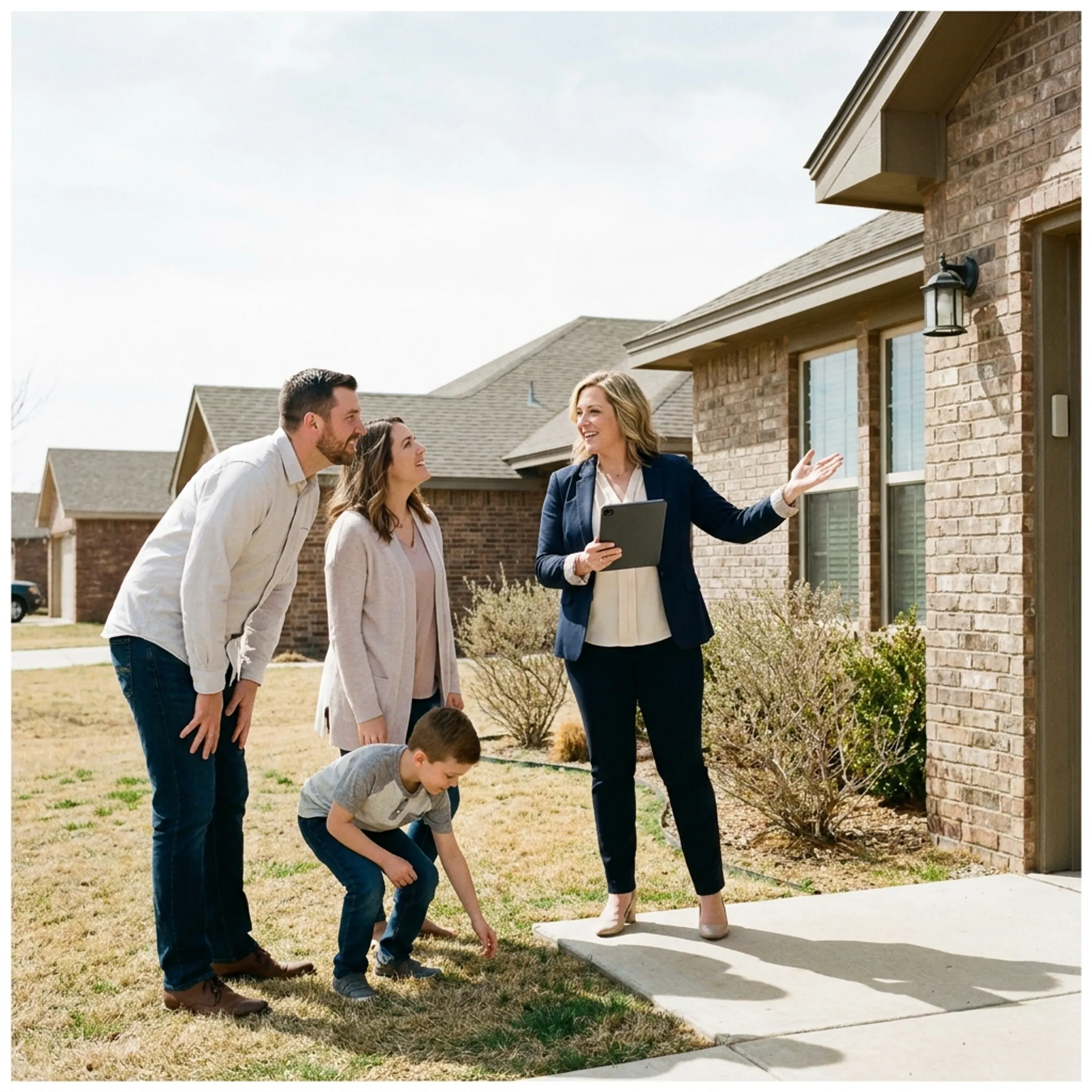 Relocating family viewing a home