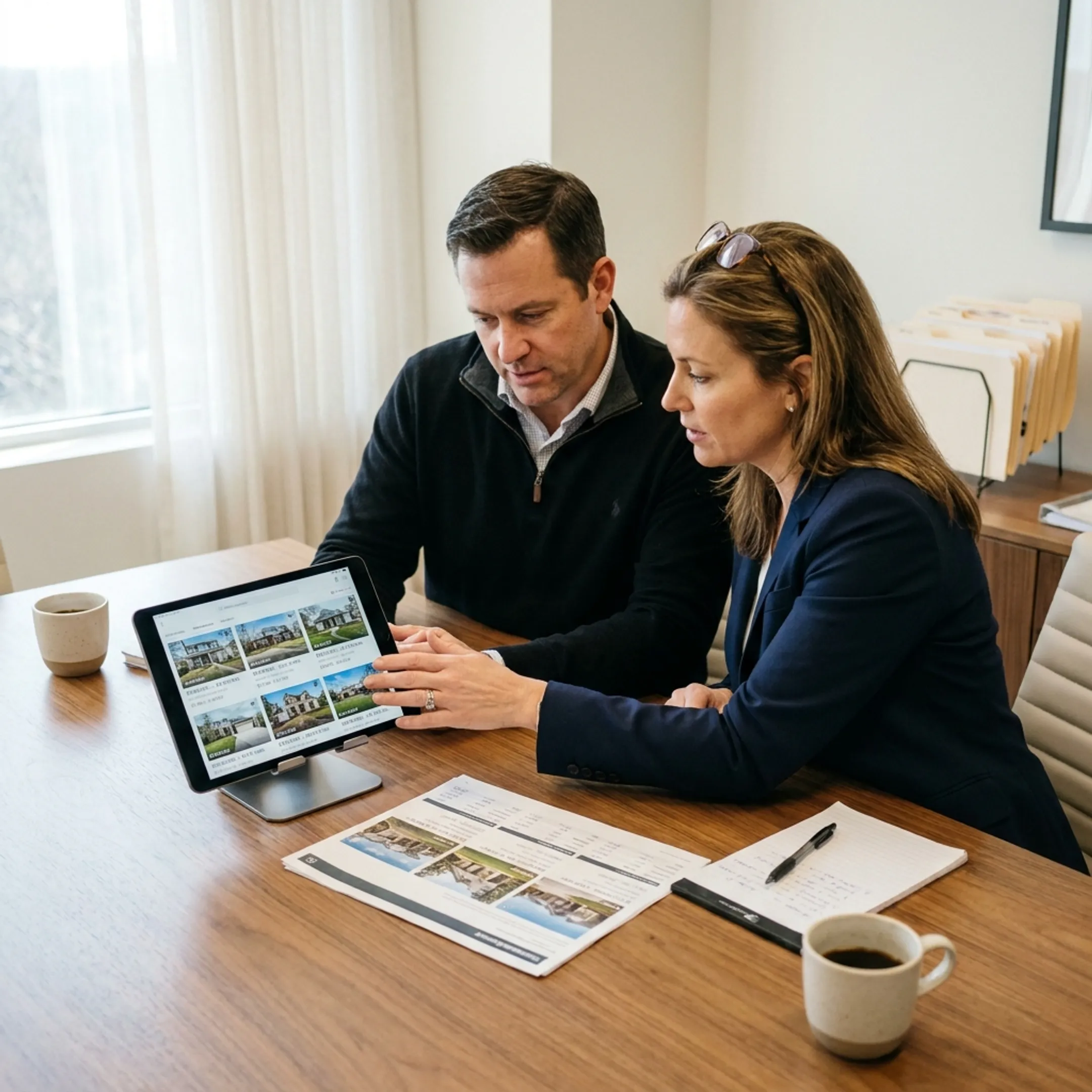 Real estate investors comparing properties