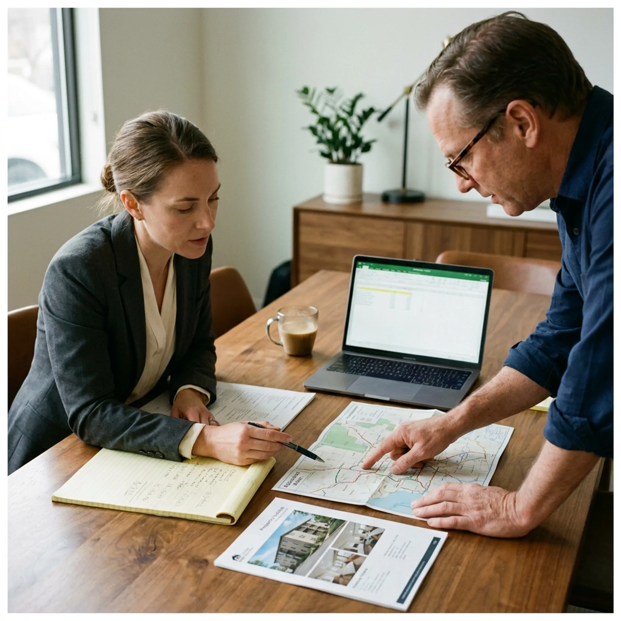 Real estate investors evaluating properties