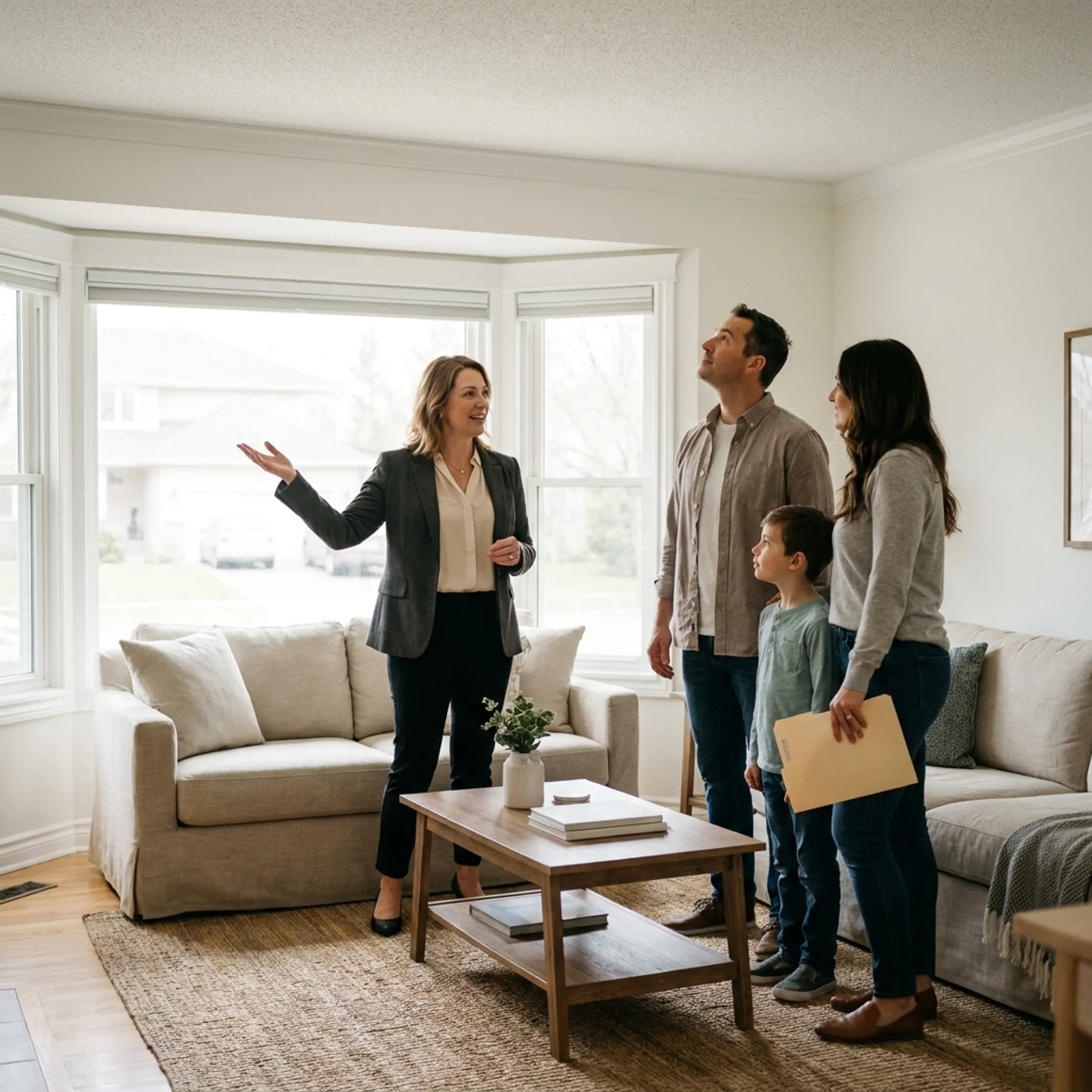 Relocating family viewing a home