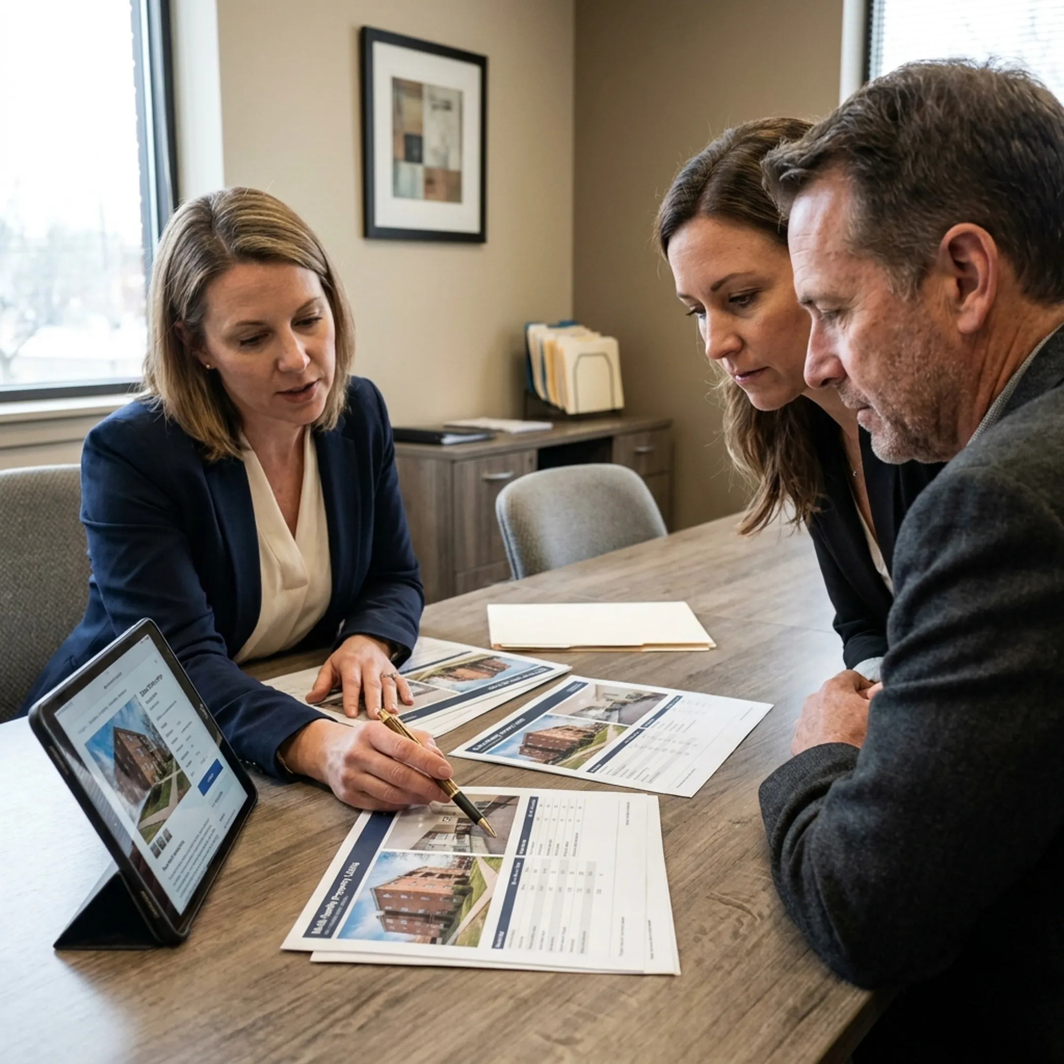 Real estate investors reviewing multi-family properties