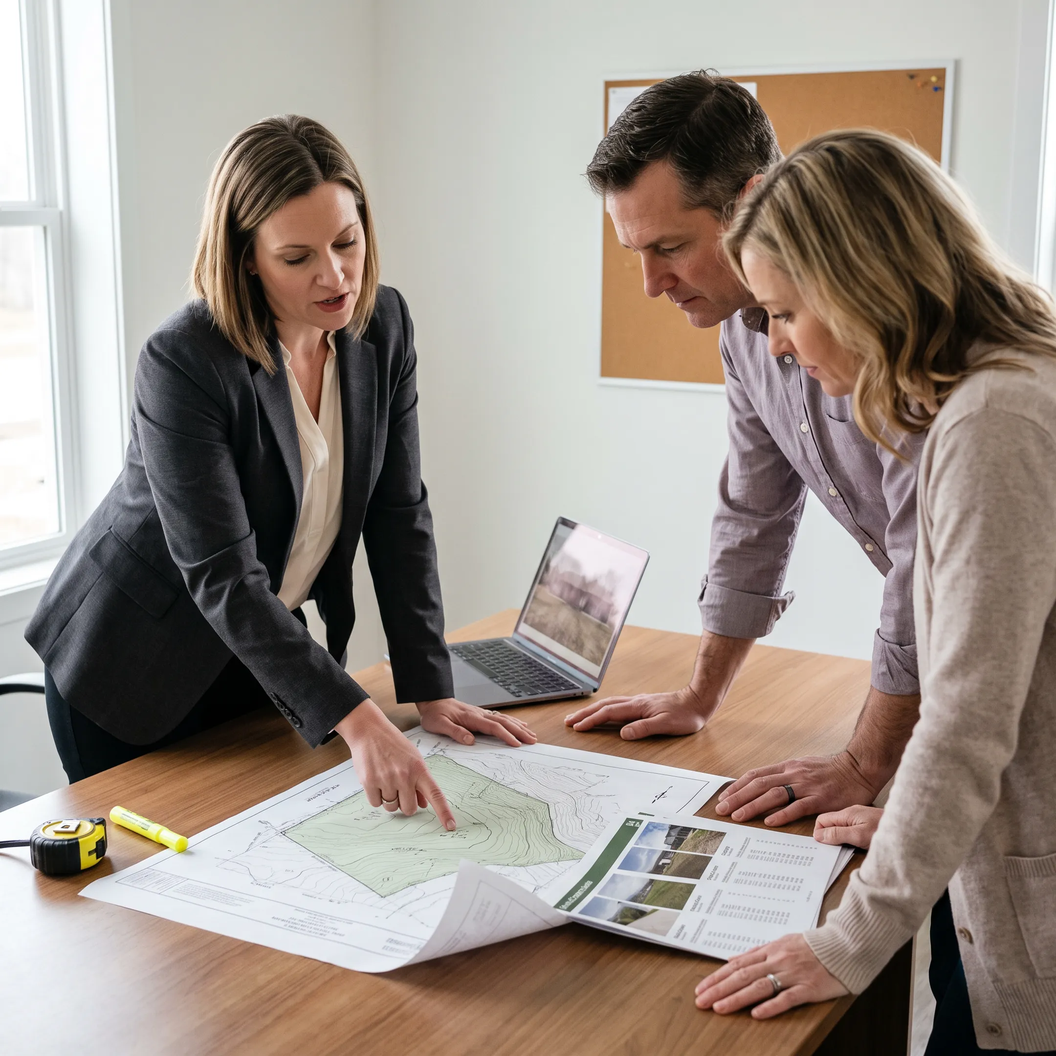 Land buyers reviewing acreage listings