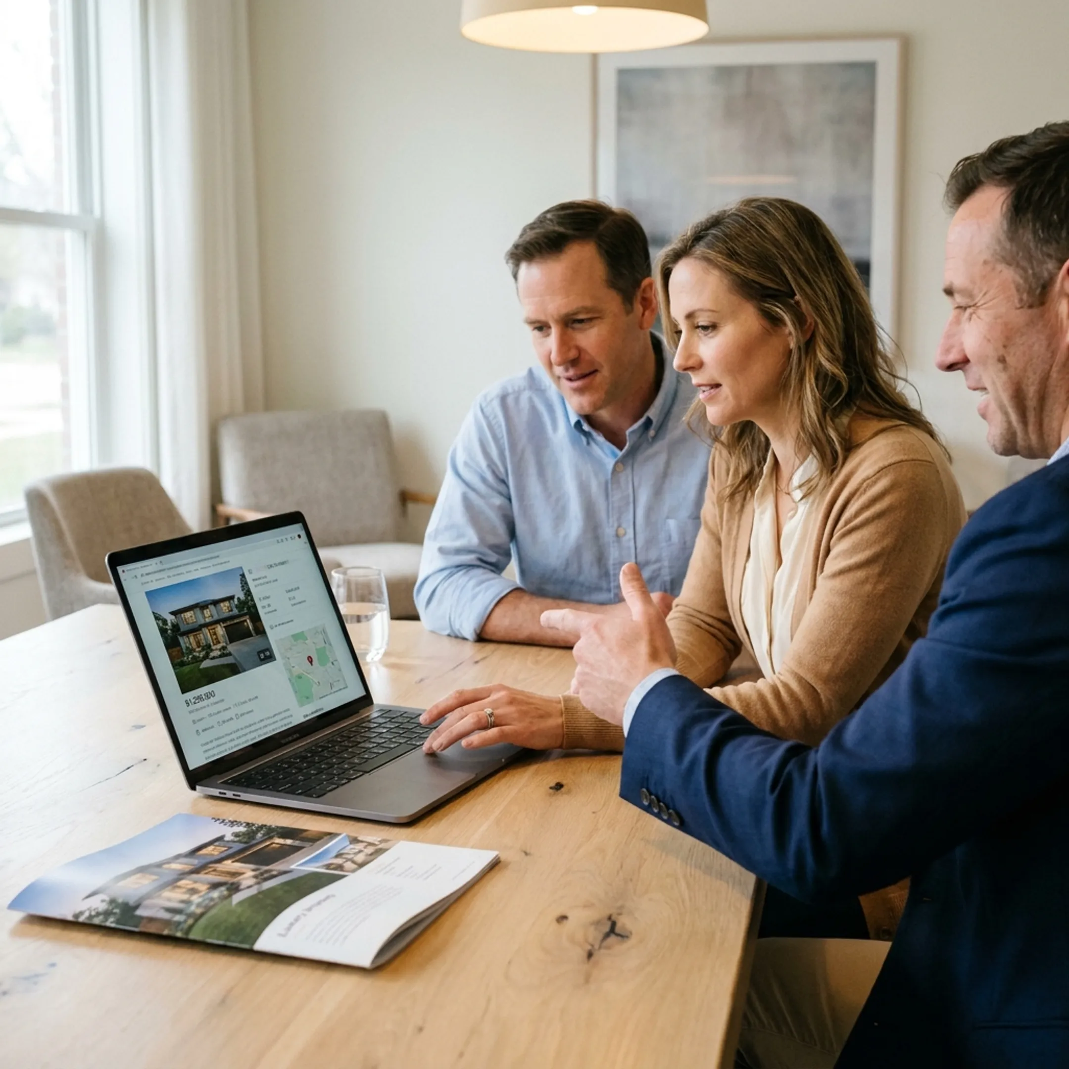 Luxury home buyers comparing listings