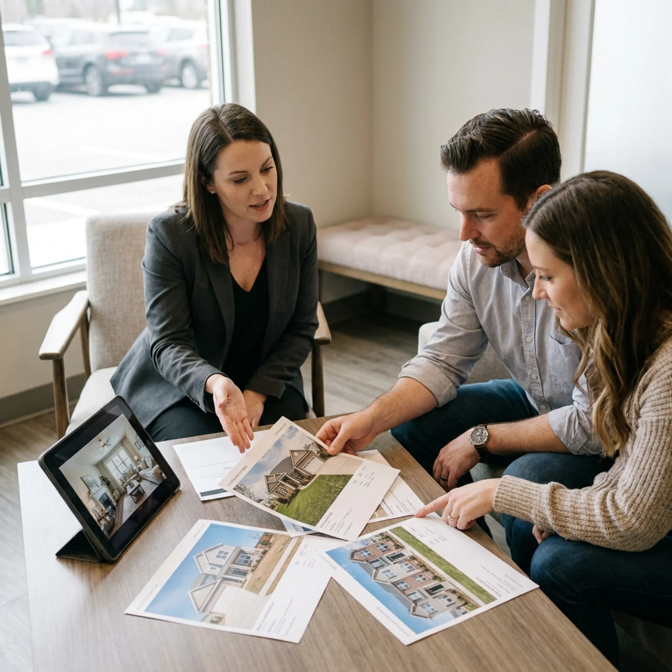 Home buyers viewing residential property listings
