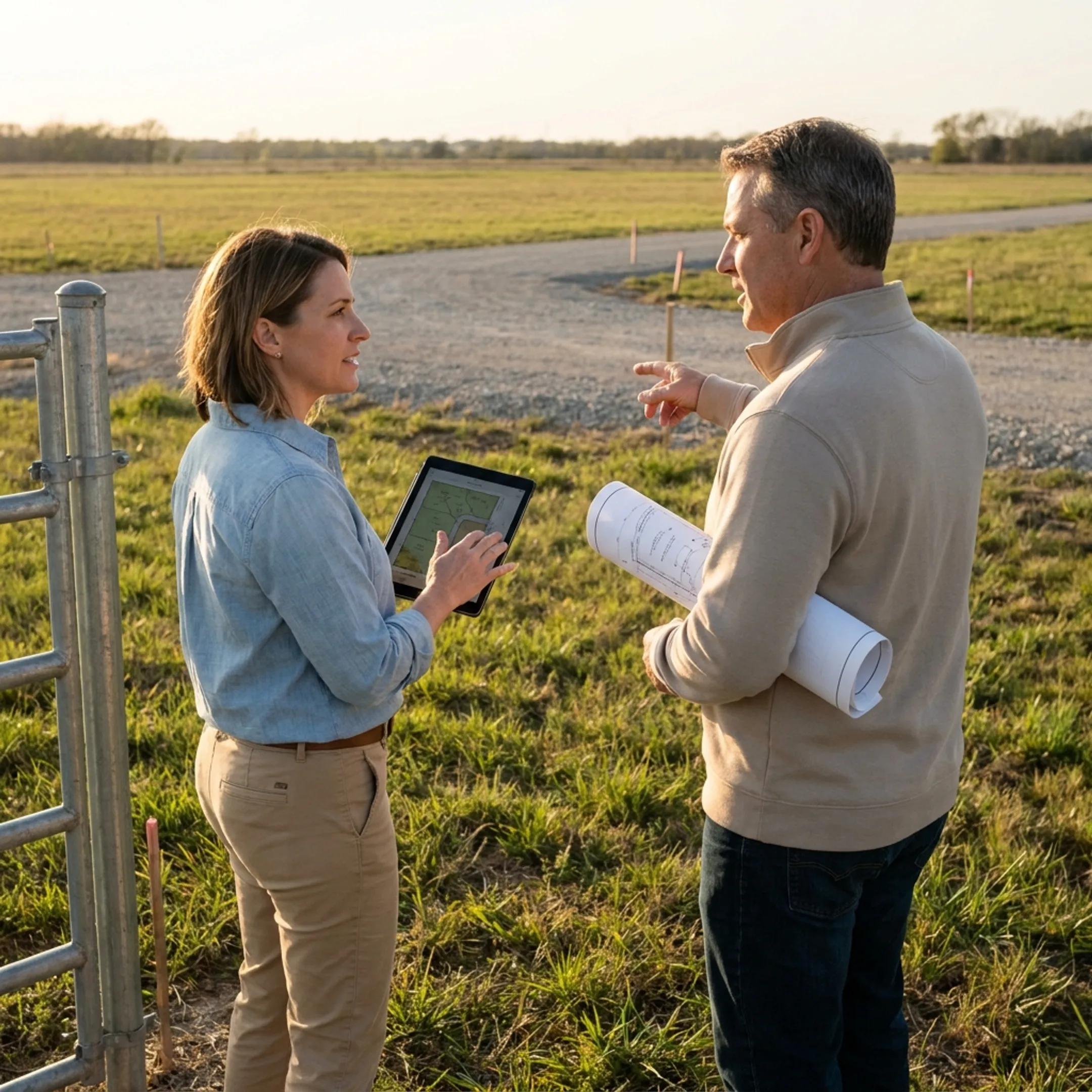 Land developers evaluating a Lubbock acreage property