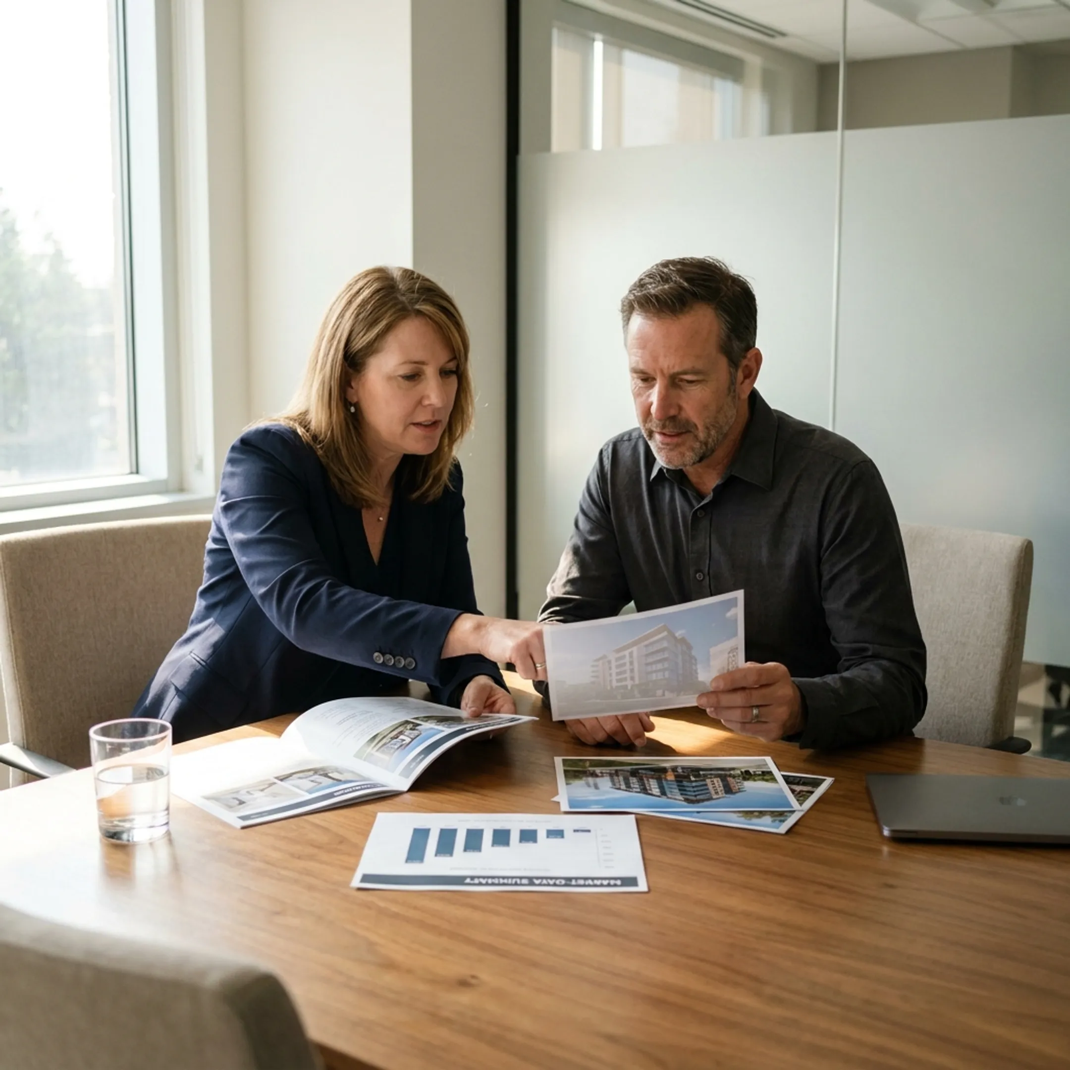 Real estate investors evaluating properties