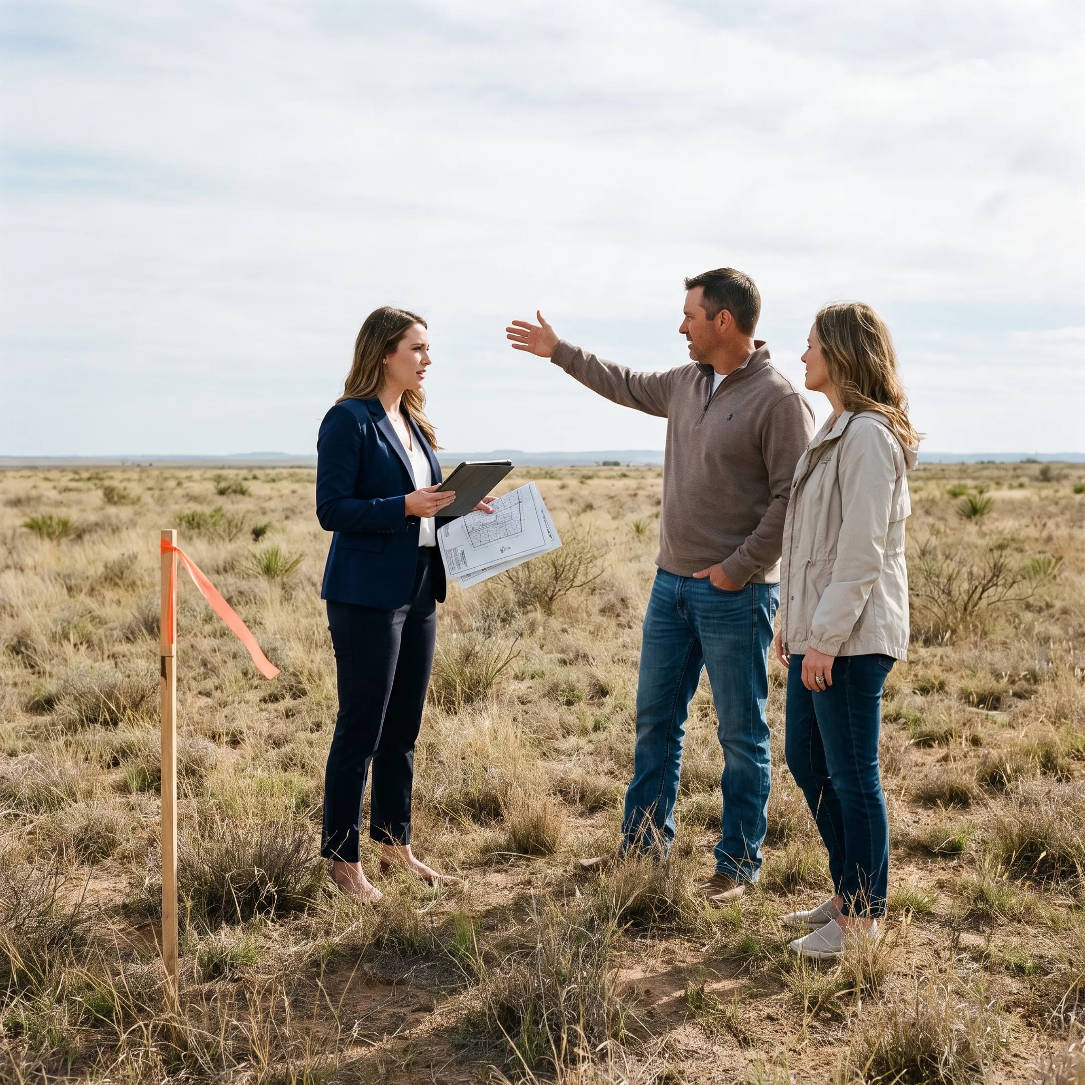 Land buyers evaluating property