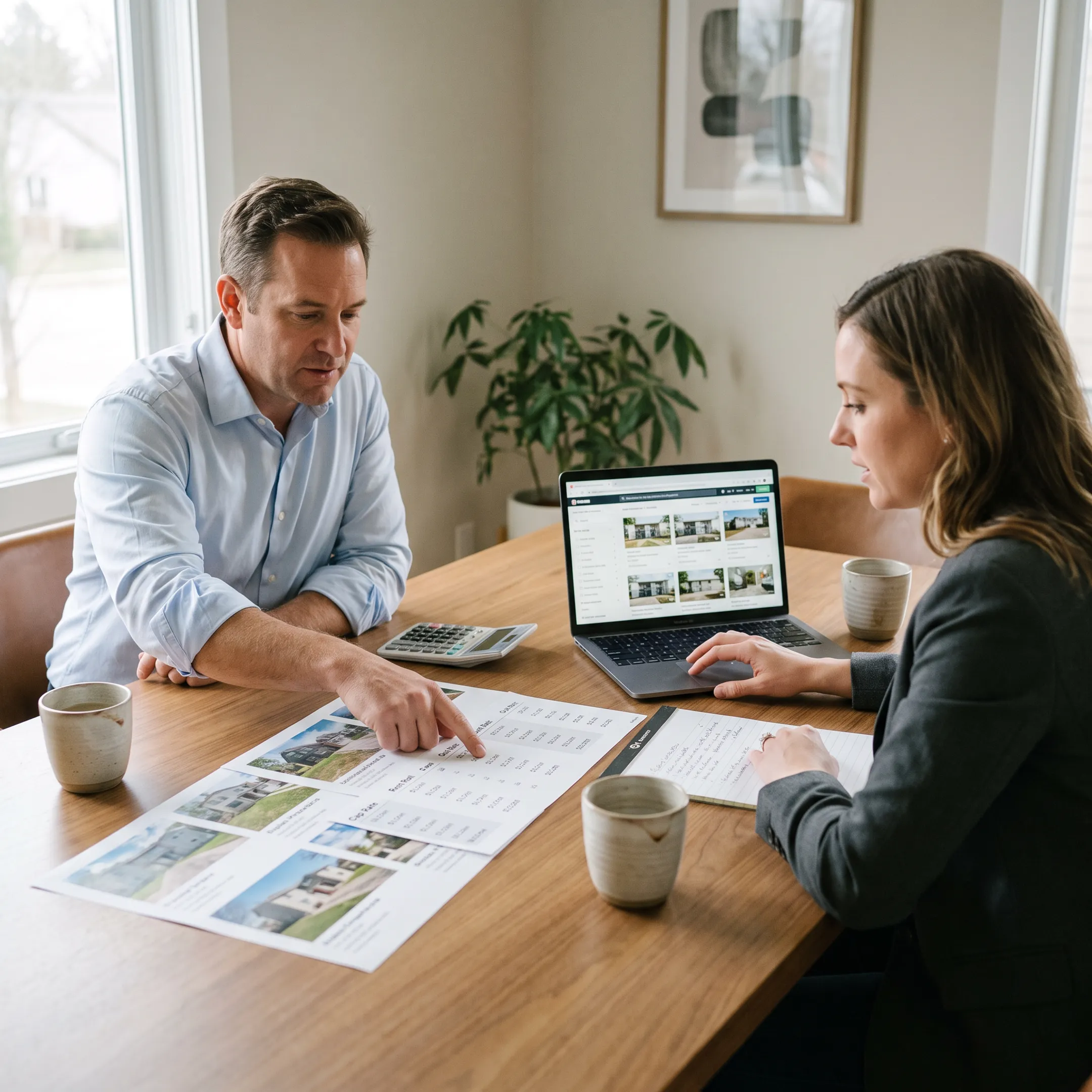 Real estate investors reviewing duplex listings