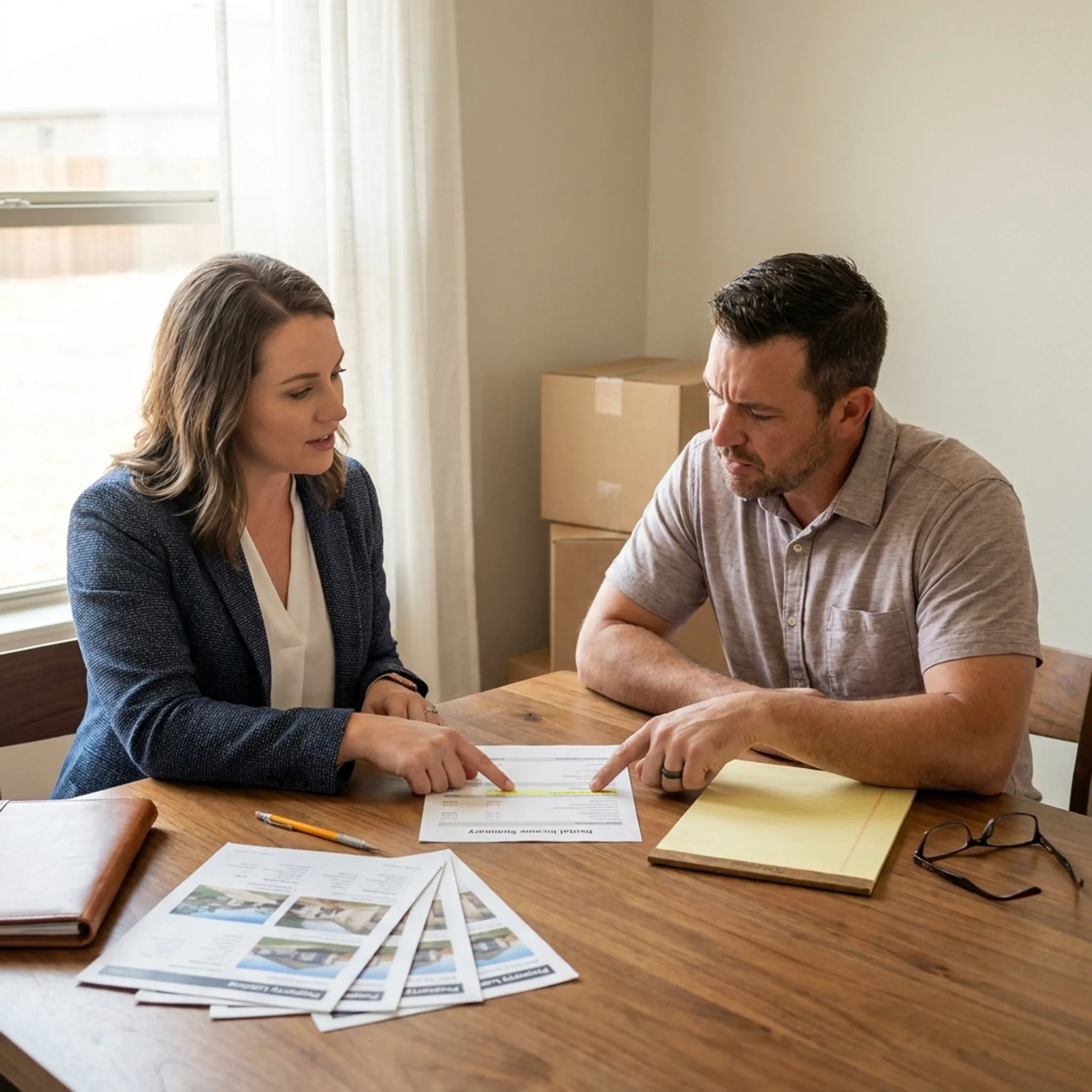 Real estate professional reviewing a residential investment property in Lubbock
