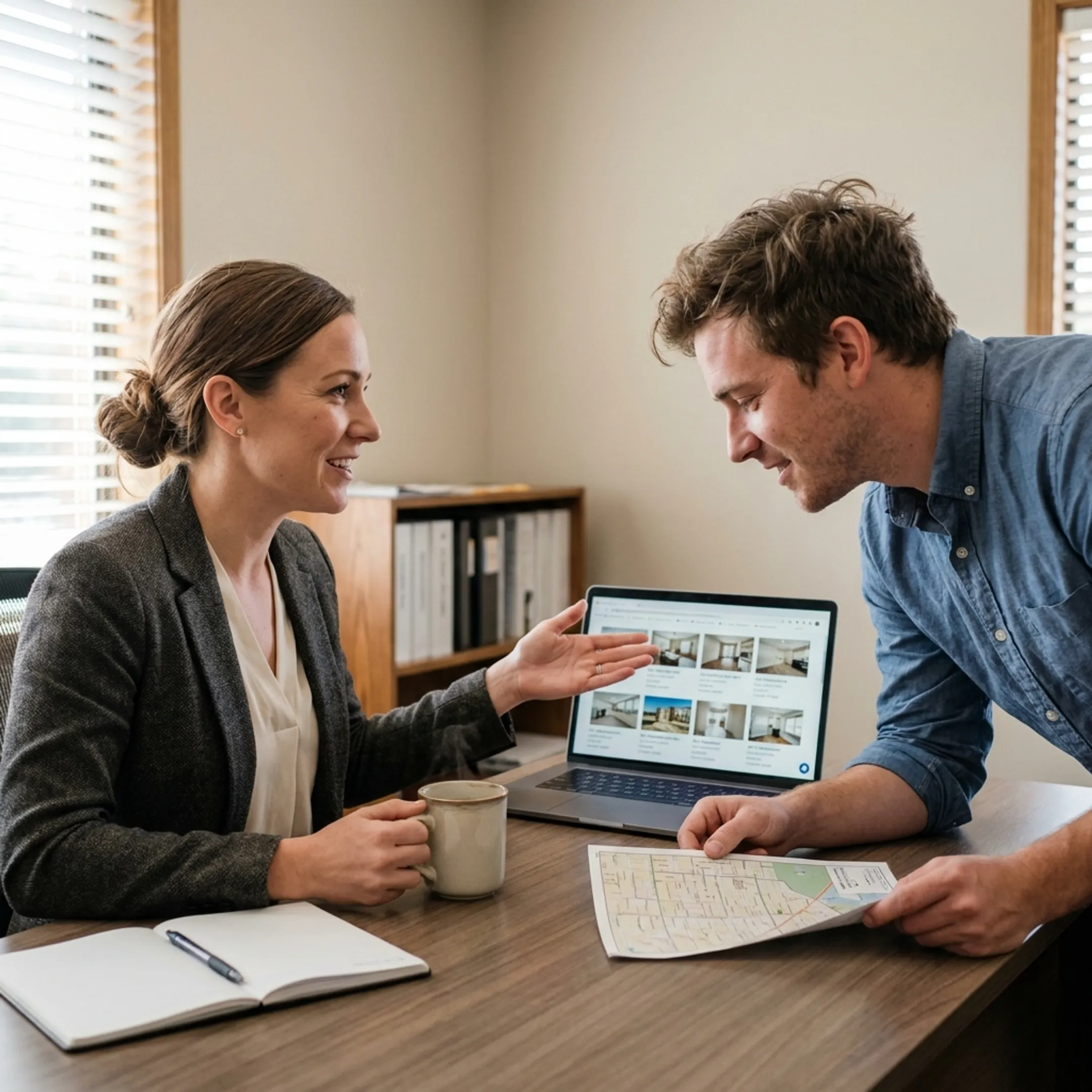 Real estate professional helping a renter search Lubbock apartments with included utilities