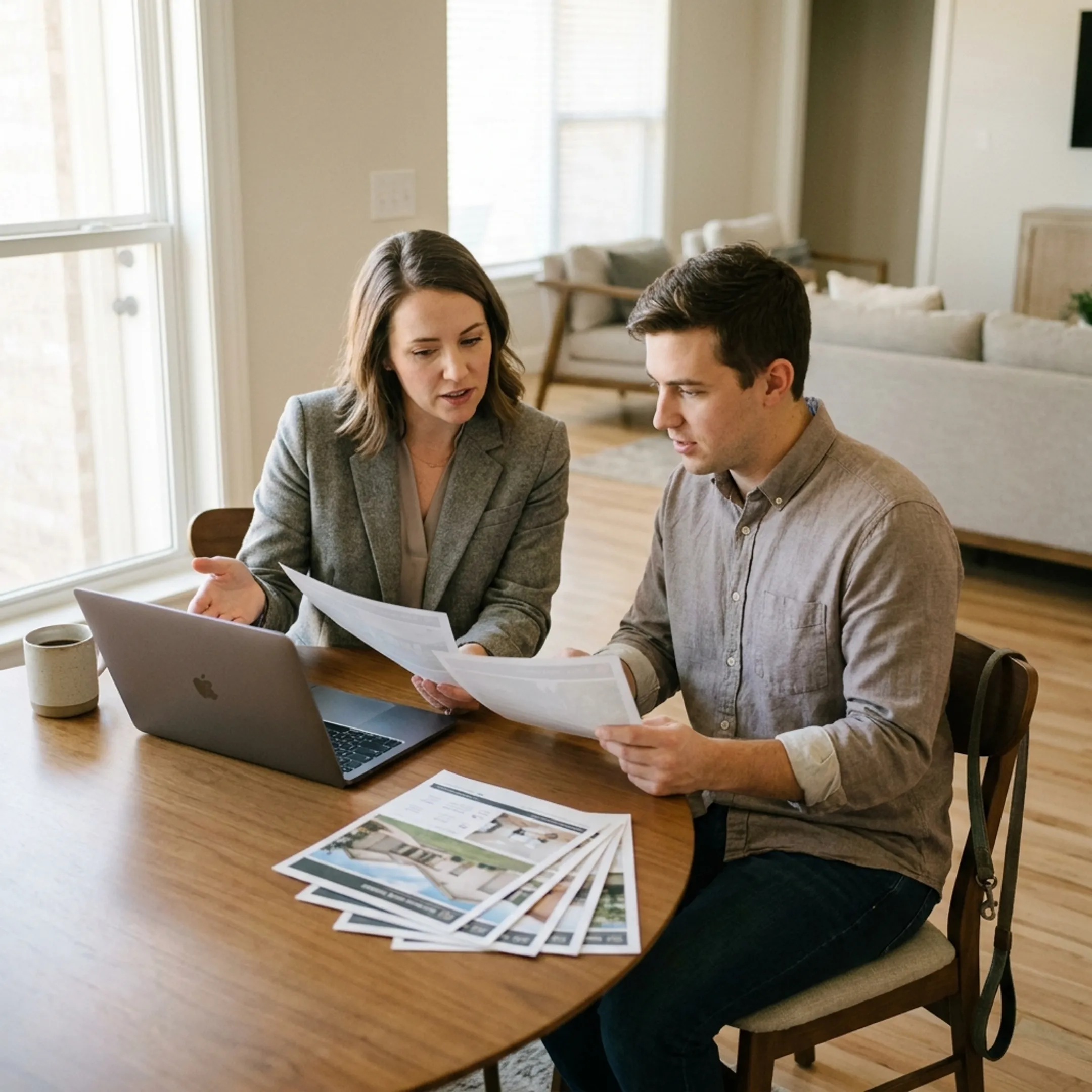 Agent reviewing pet-friendly rental home options with a client in Lubbock