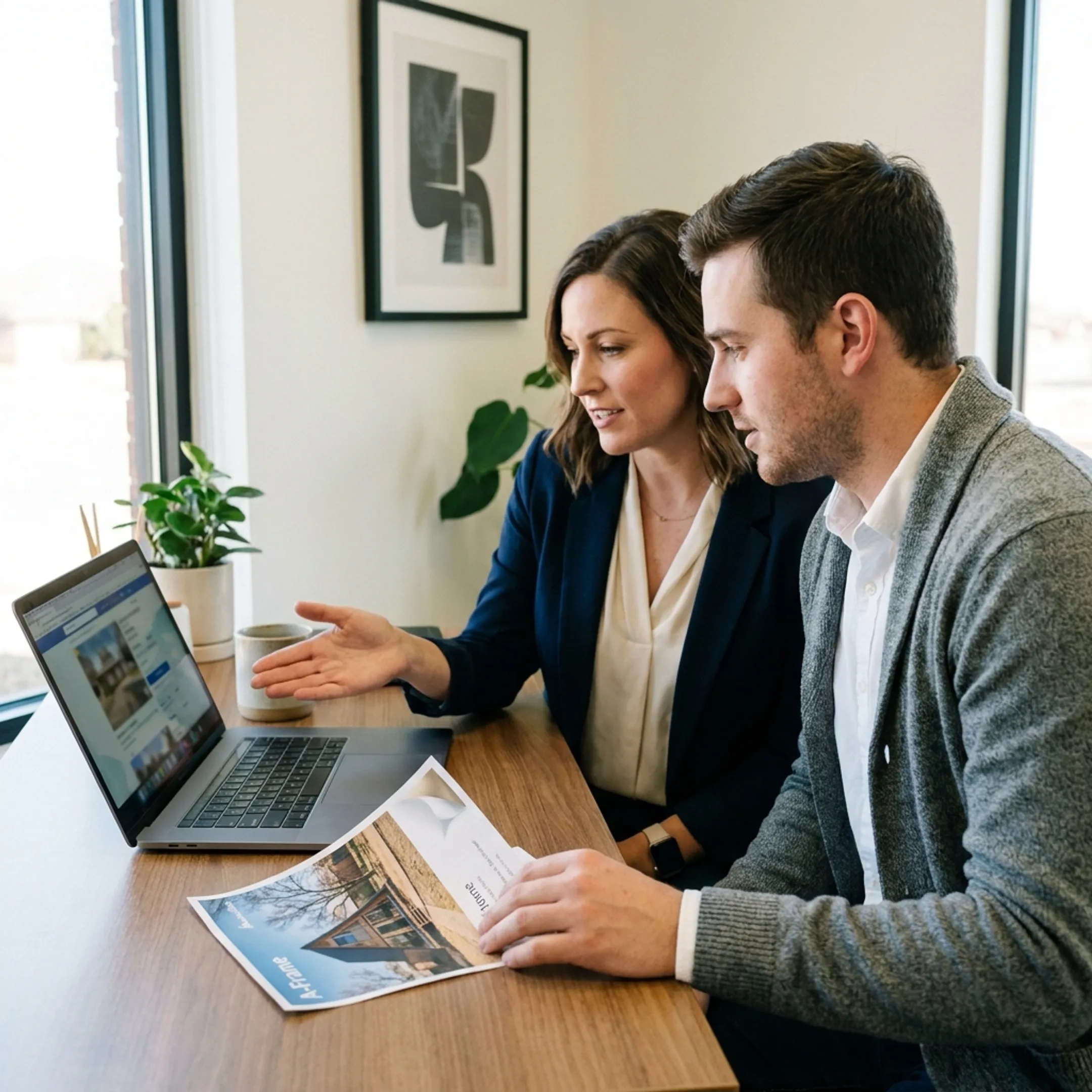Renter comparing apartment options with a real estate professional