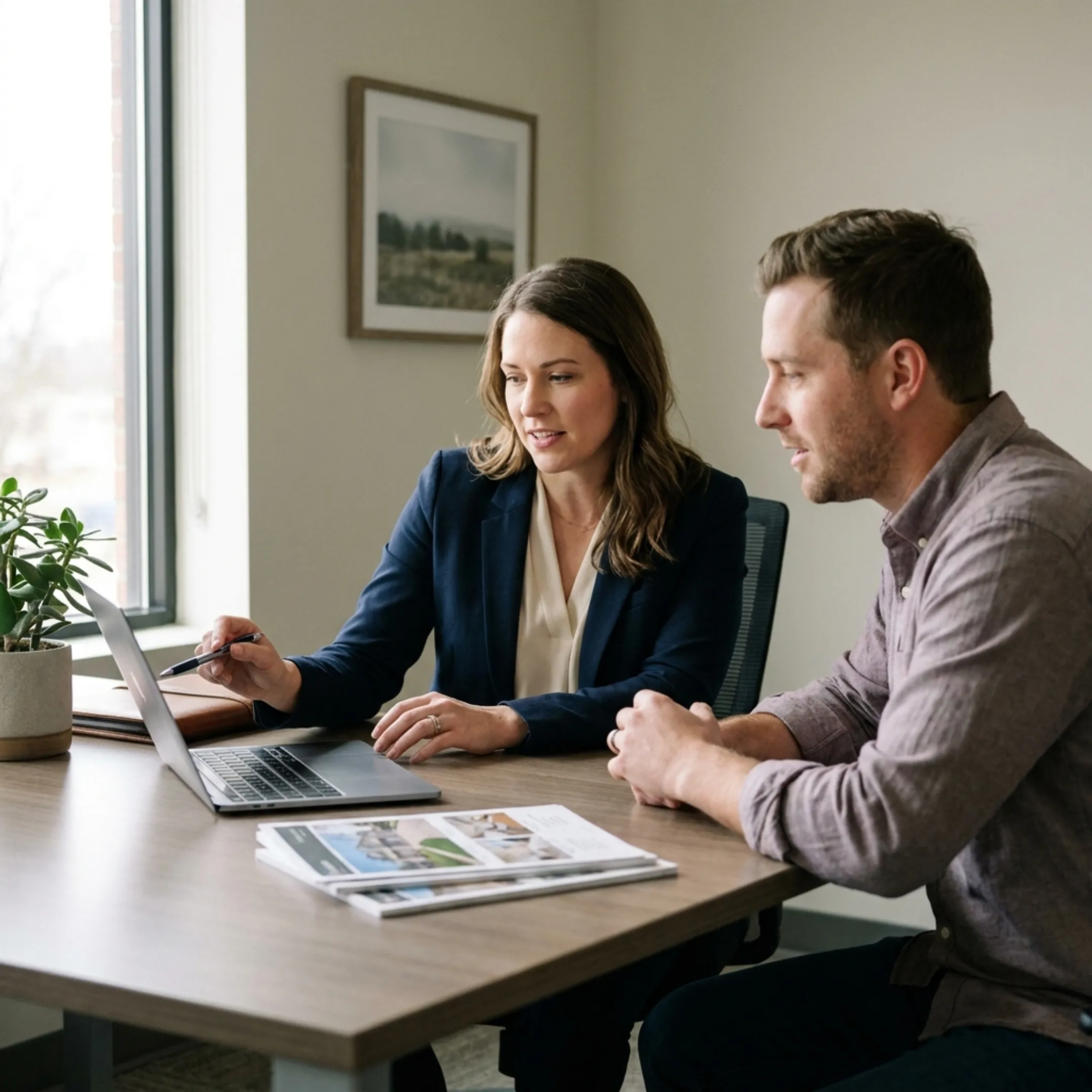 Real estate professional helping a renter search apartment listings in Lubbock