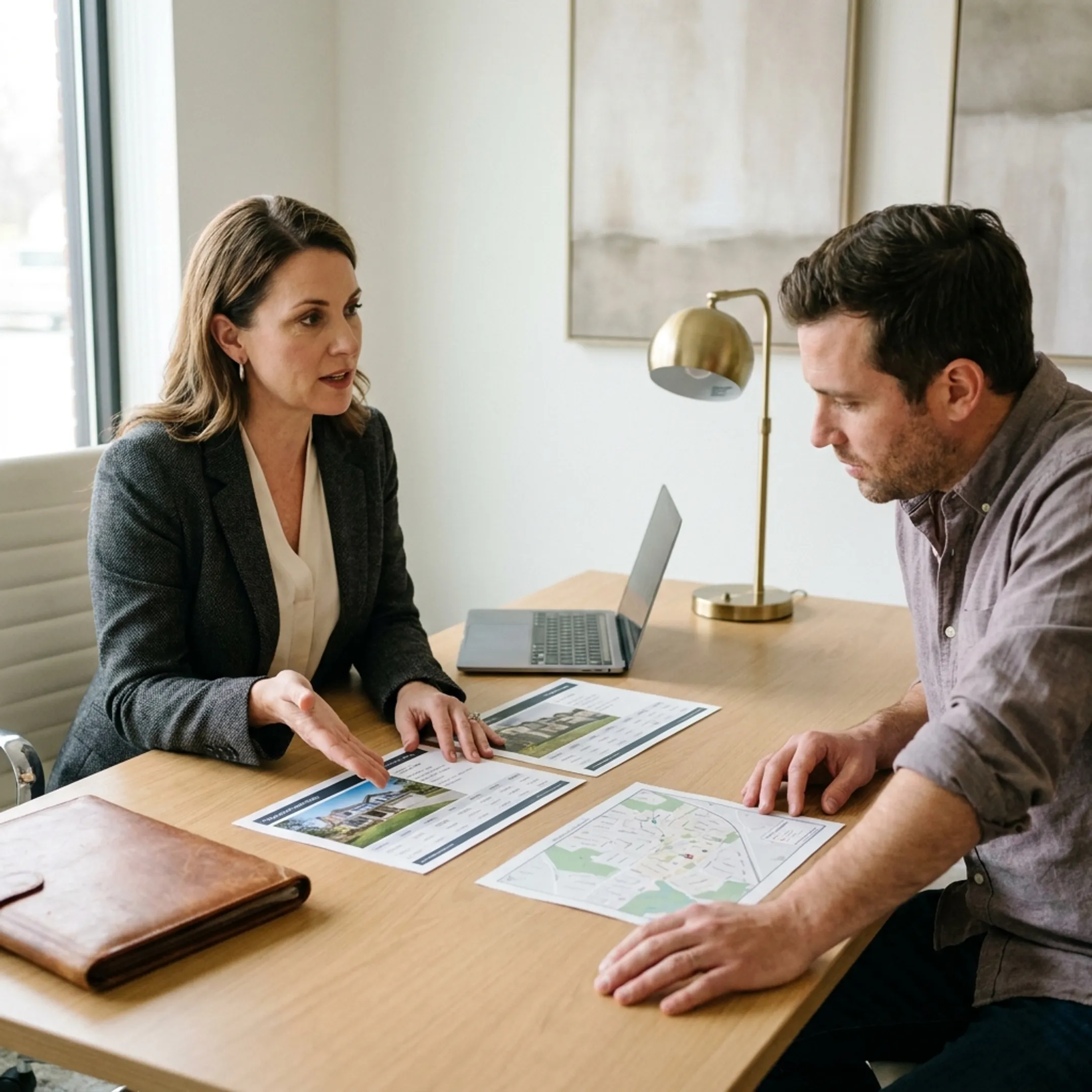 Advisor discussing residential investment property options with a client