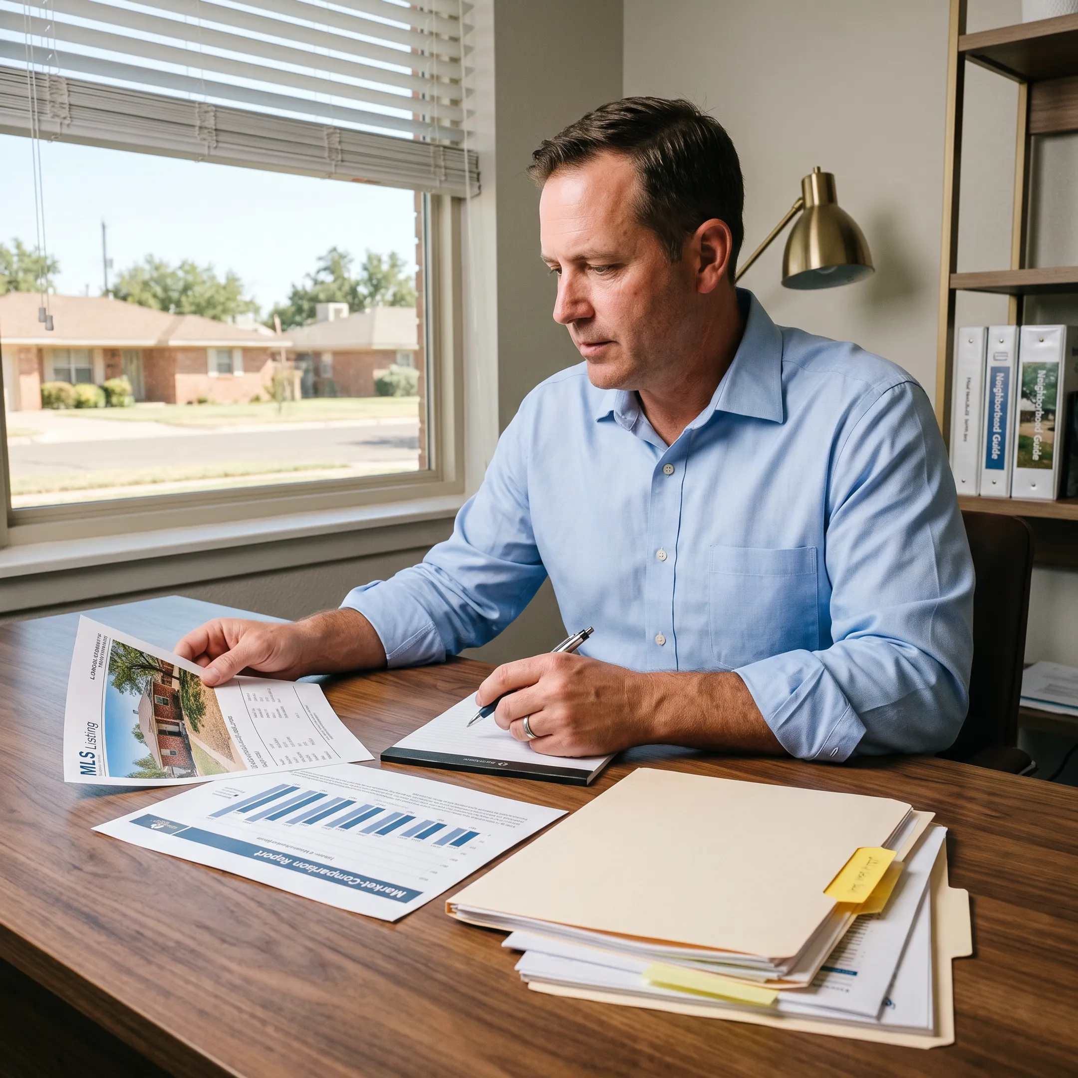 Real estate professional reviewing residential investment opportunities in Lubbock