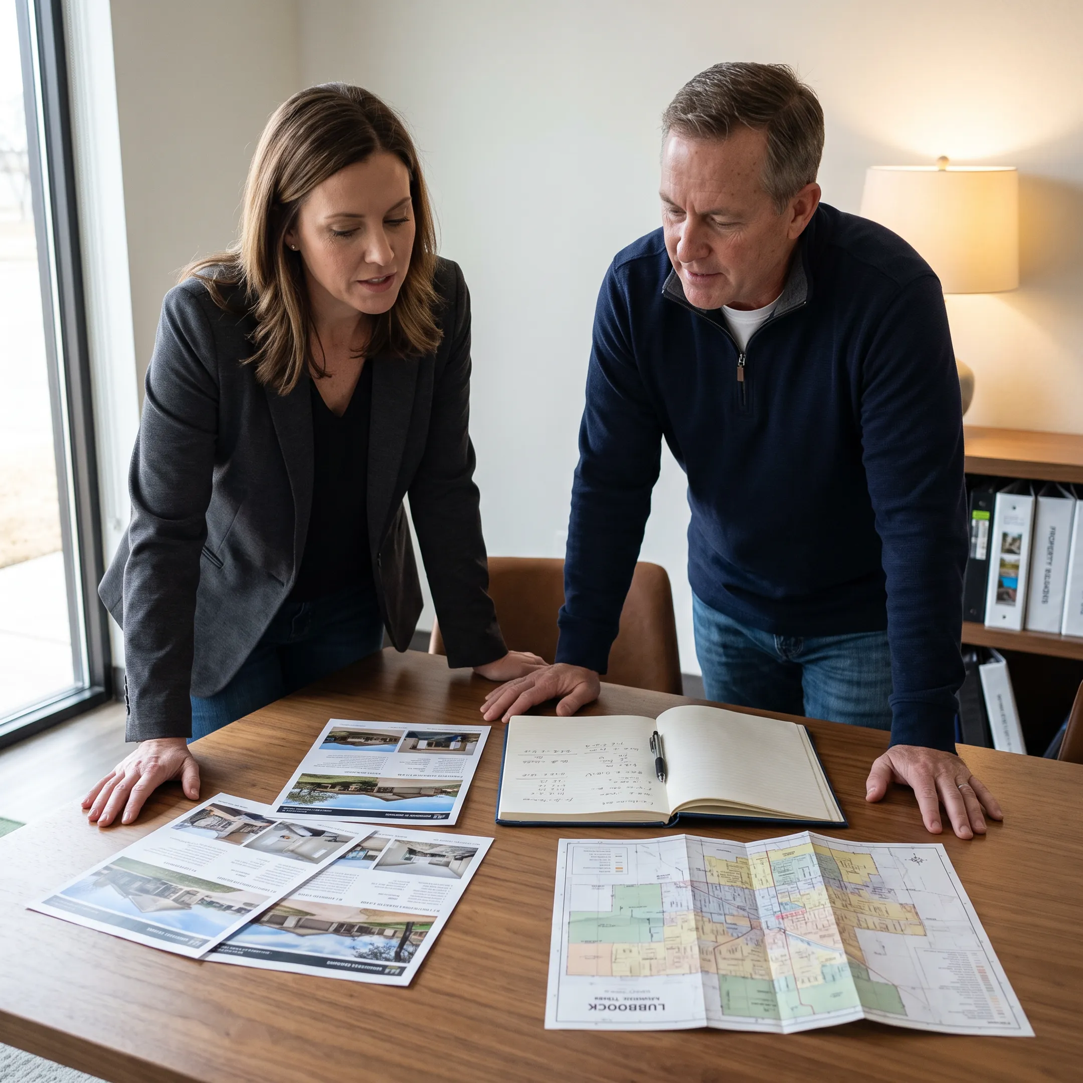 Real estate investors evaluating properties