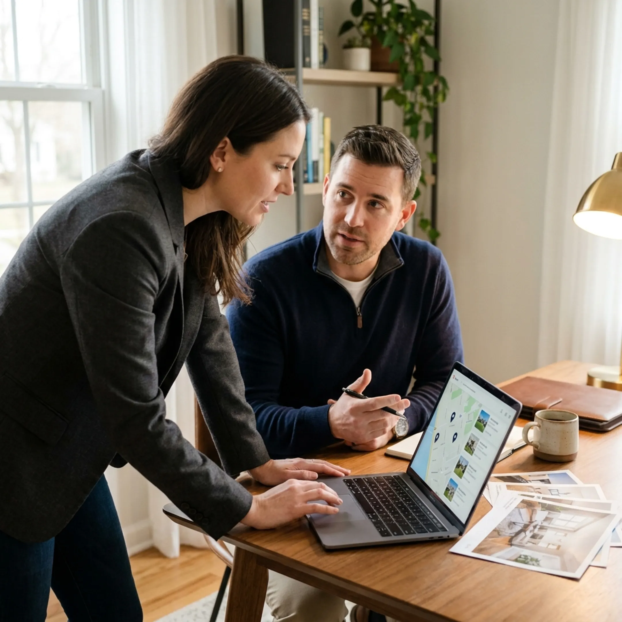 Real estate investors reviewing property listings