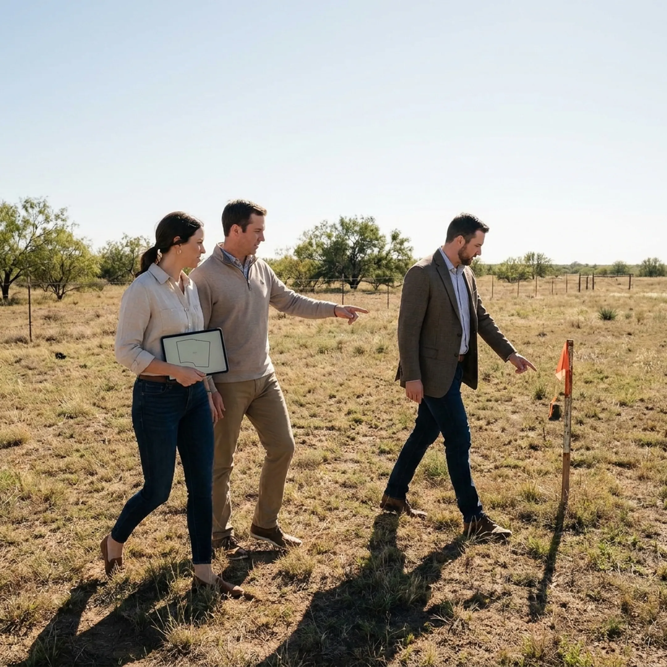 Land buyers evaluating acreage