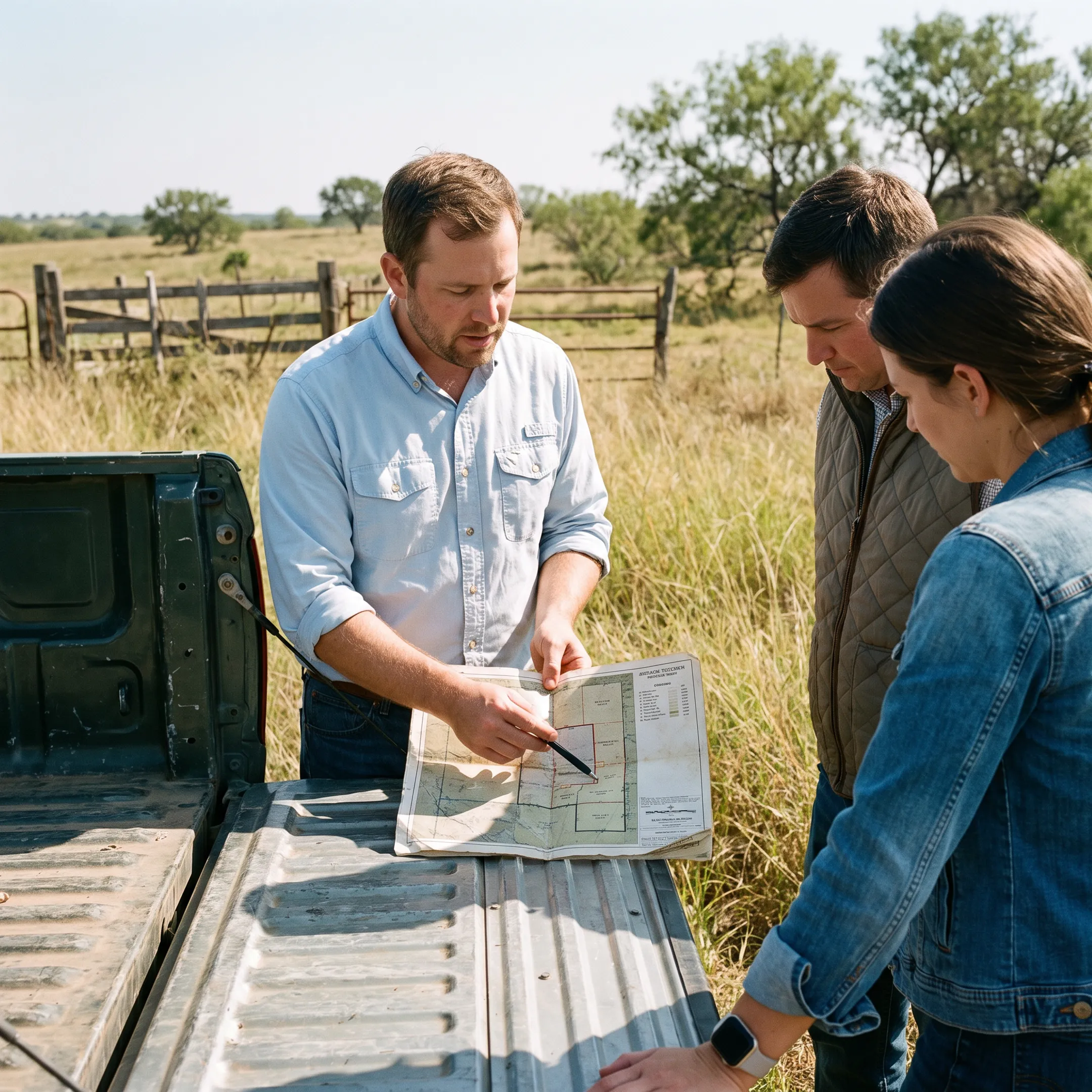 Land buyers reviewing acreage listings