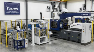 Yushin servo take-out robot models HSA FRA and YD series on production floor