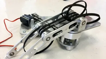 DIY robot arm upper arm and wrist assembly with servo motor attached