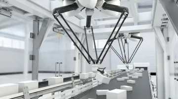 Delta robot parallel-link arm structure performing high-speed packaging line picks