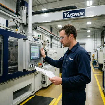 Technician optimizing industrial robot controller