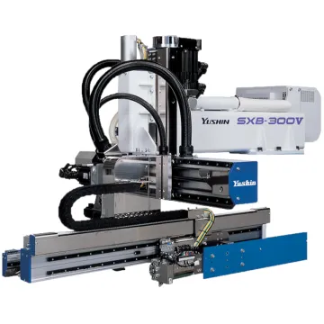 Automated cleanroom injection molding robot handling parts