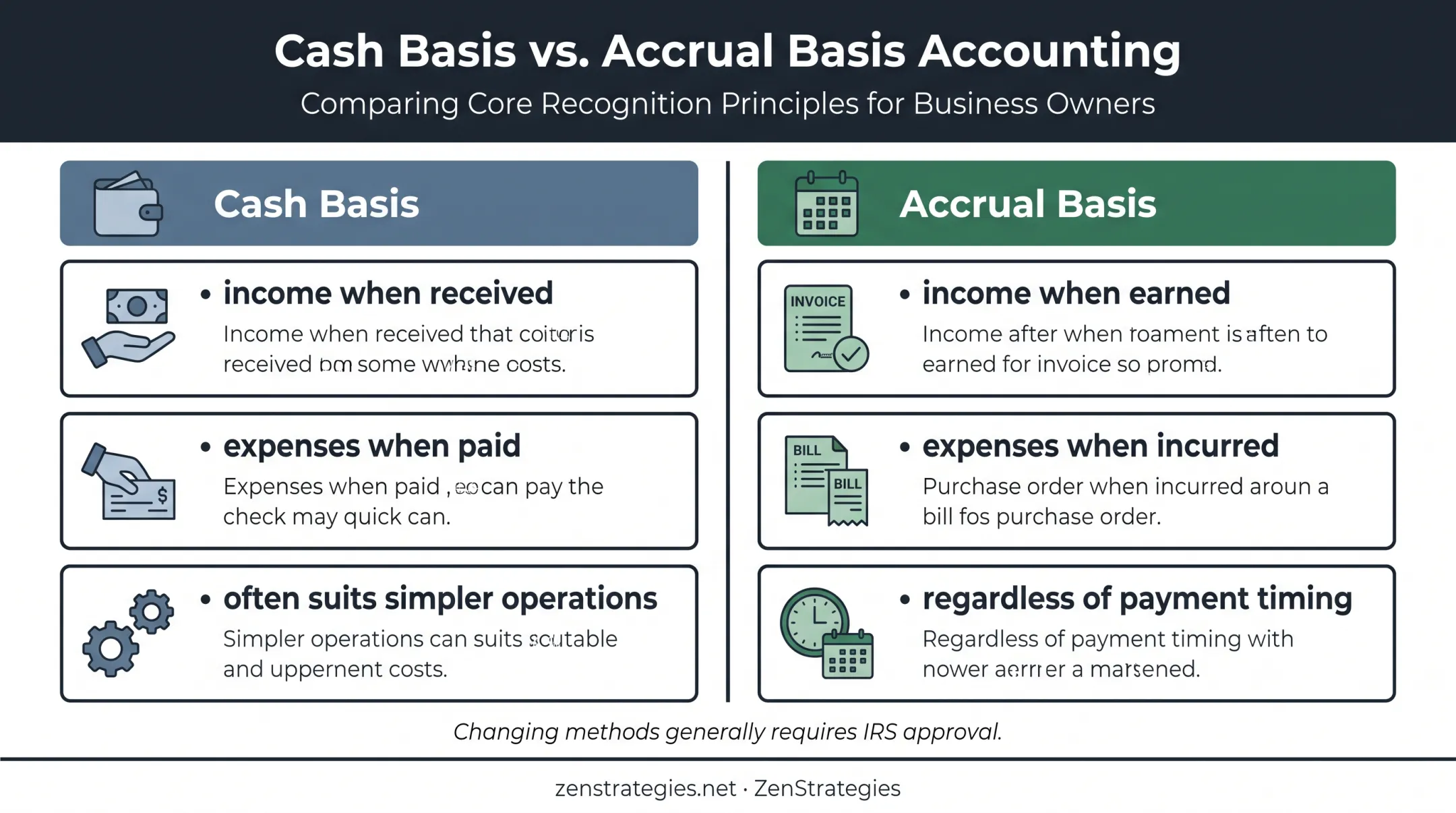 Cash basis versus accrual basis accounting comparison for consultants