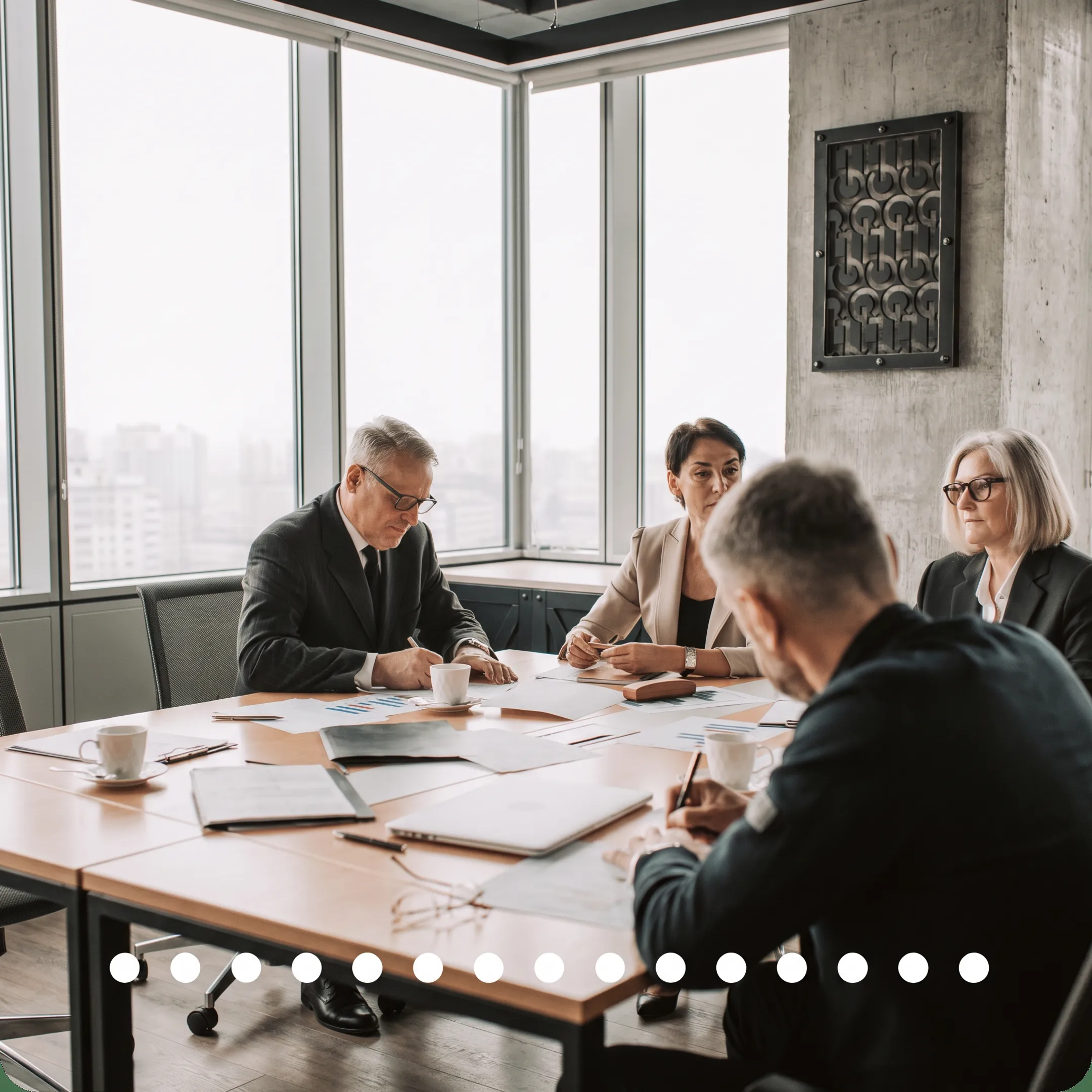 Accounting advisors reviewing business financial reports in a Columbus office