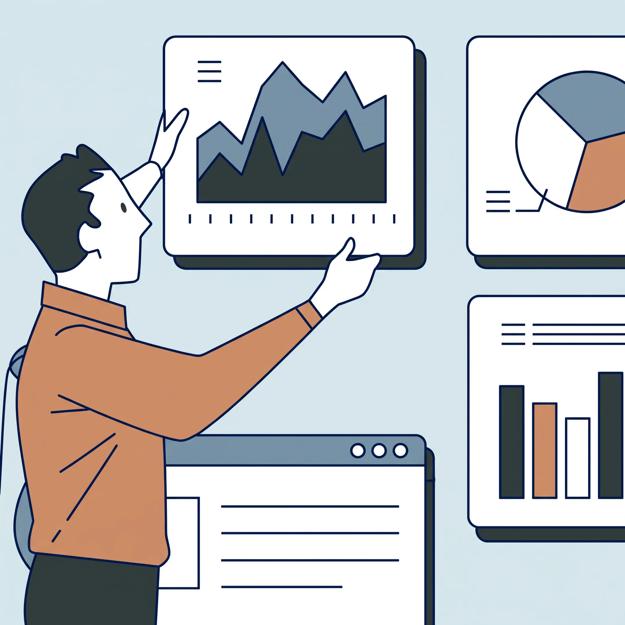 Business advisor explaining financial performance charts