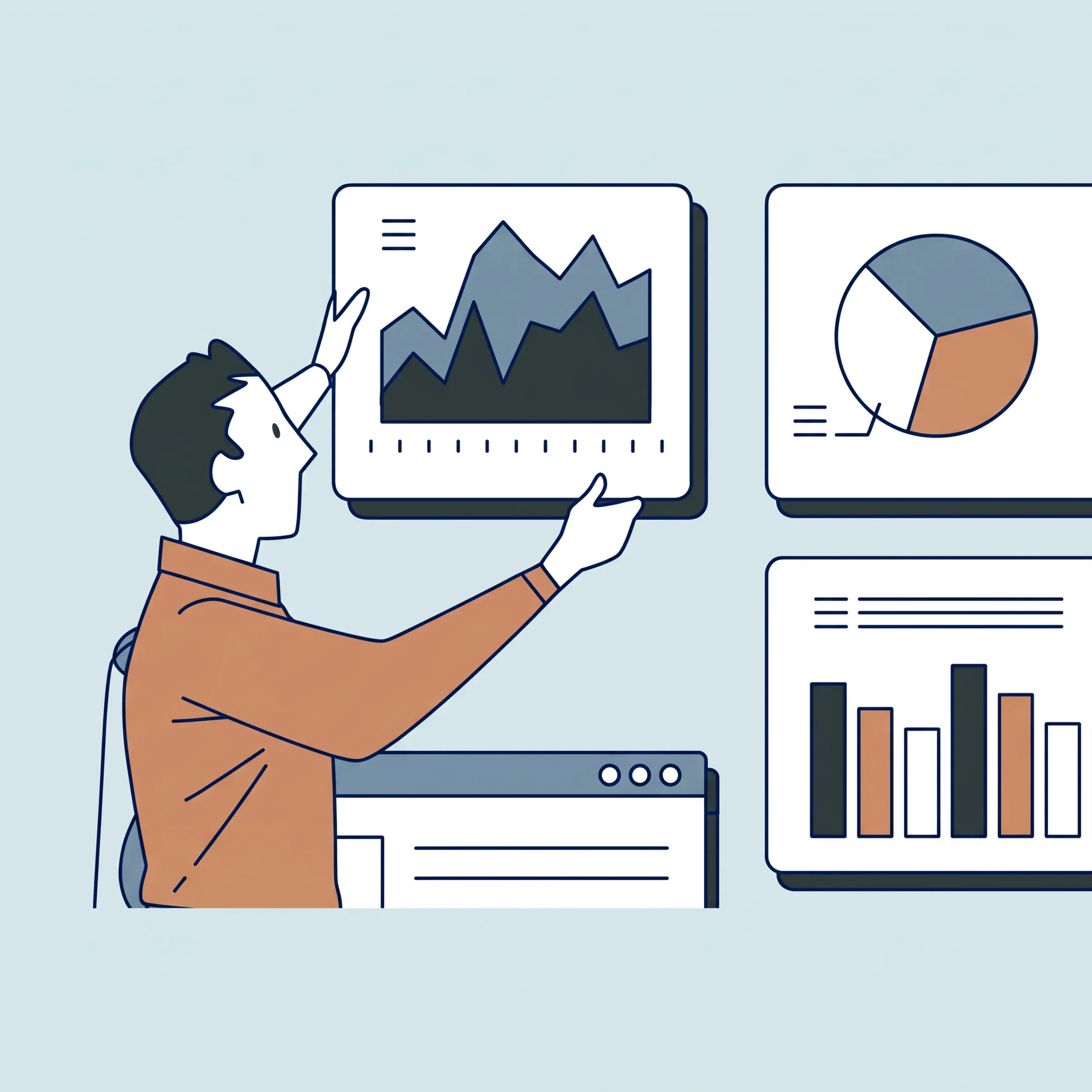 Financial advisor presenting business performance dashboard