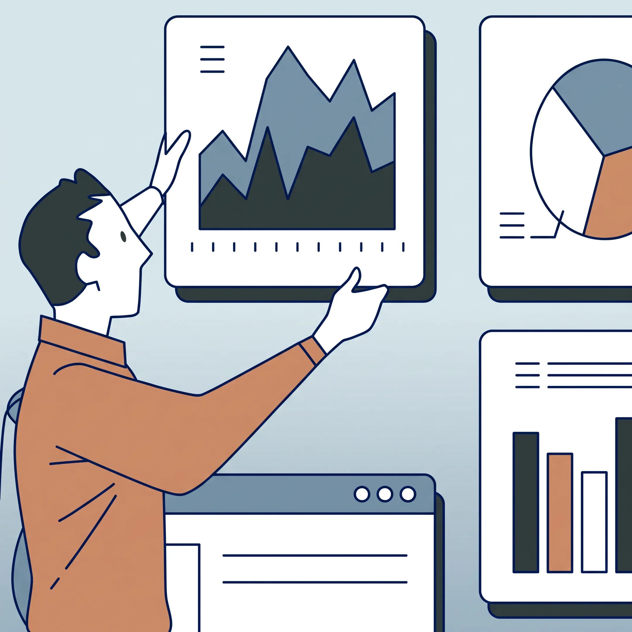 Bookkeeper reviewing online financial reports for a growing business