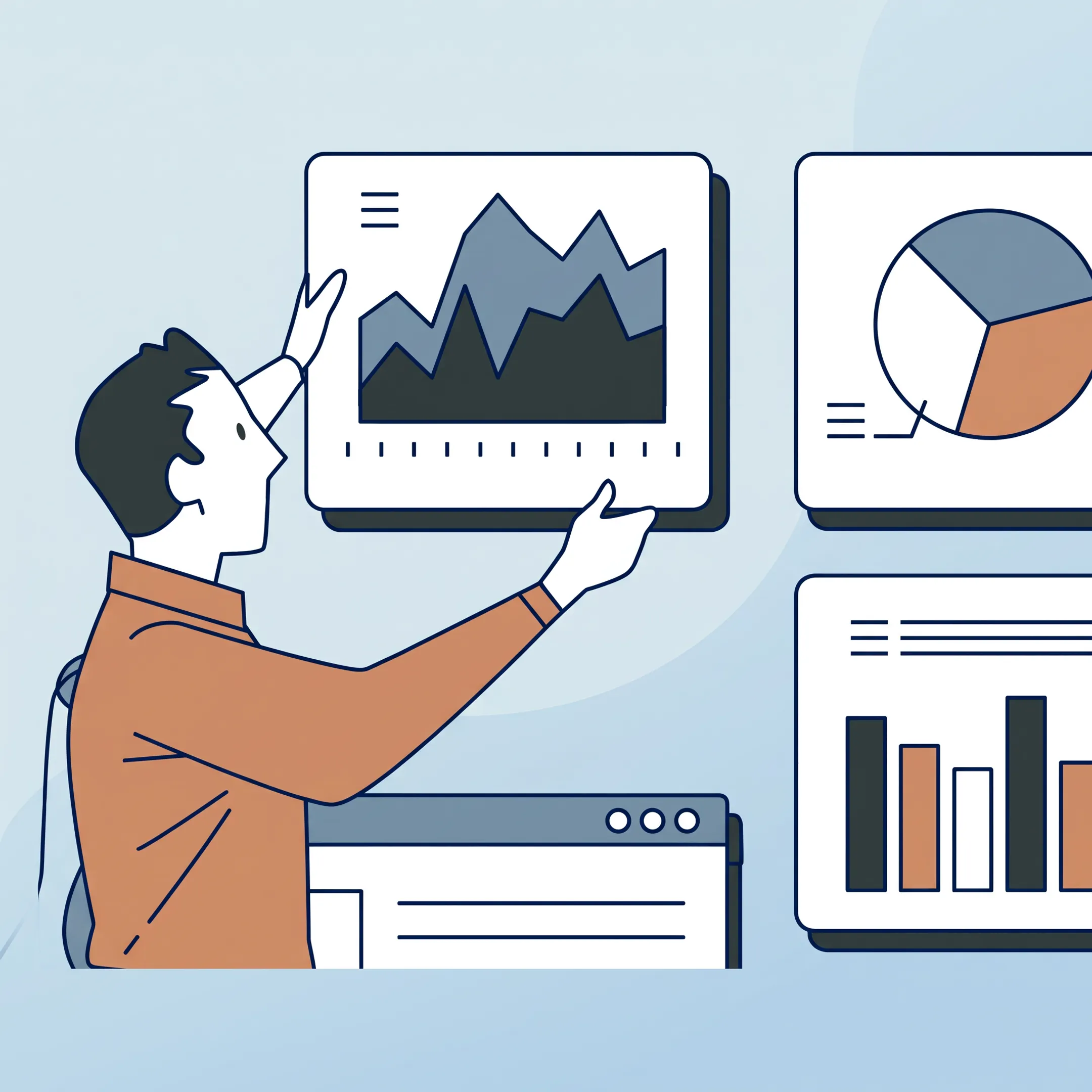 Business owner reviewing clear online bookkeeping reports with an advisor