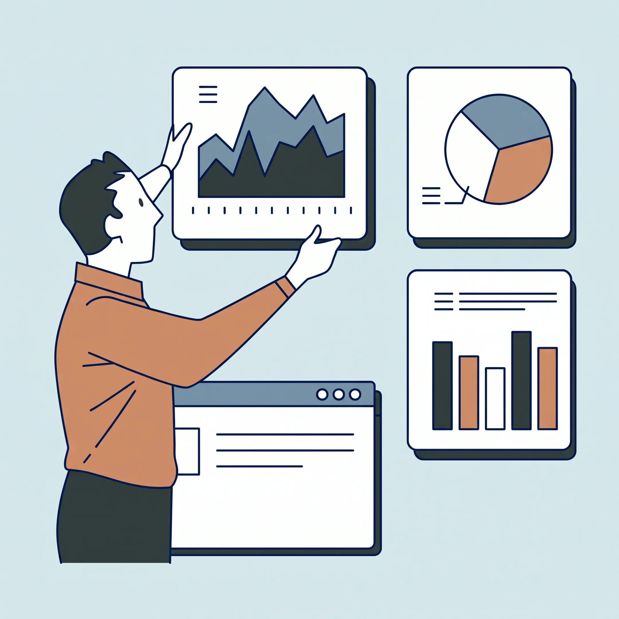 Business advisor explaining financial performance charts to an owner