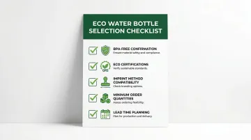 5-point corporate eco water bottle selection checklist infographic for procurement teams