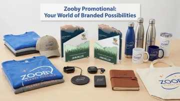 Zooby Promotional branded merchandise catalog showing diverse corporate gift product categories