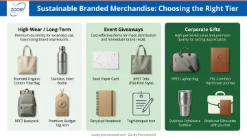 Three-tier eco-friendly promotional product framework by use case and audience