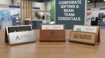 Custom branded business card holders with company logo engraving for corporate teams